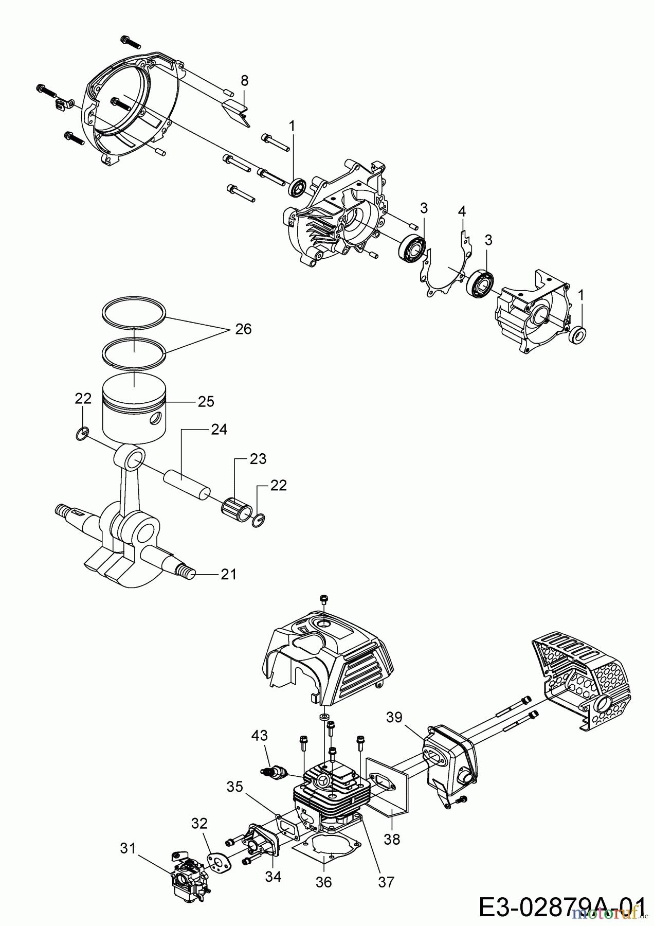 Mastercut Motorsensen 2033 B 41AD0UXB659  (2014) Auspuff, Kolben, Kurbelwelle, Vergaser