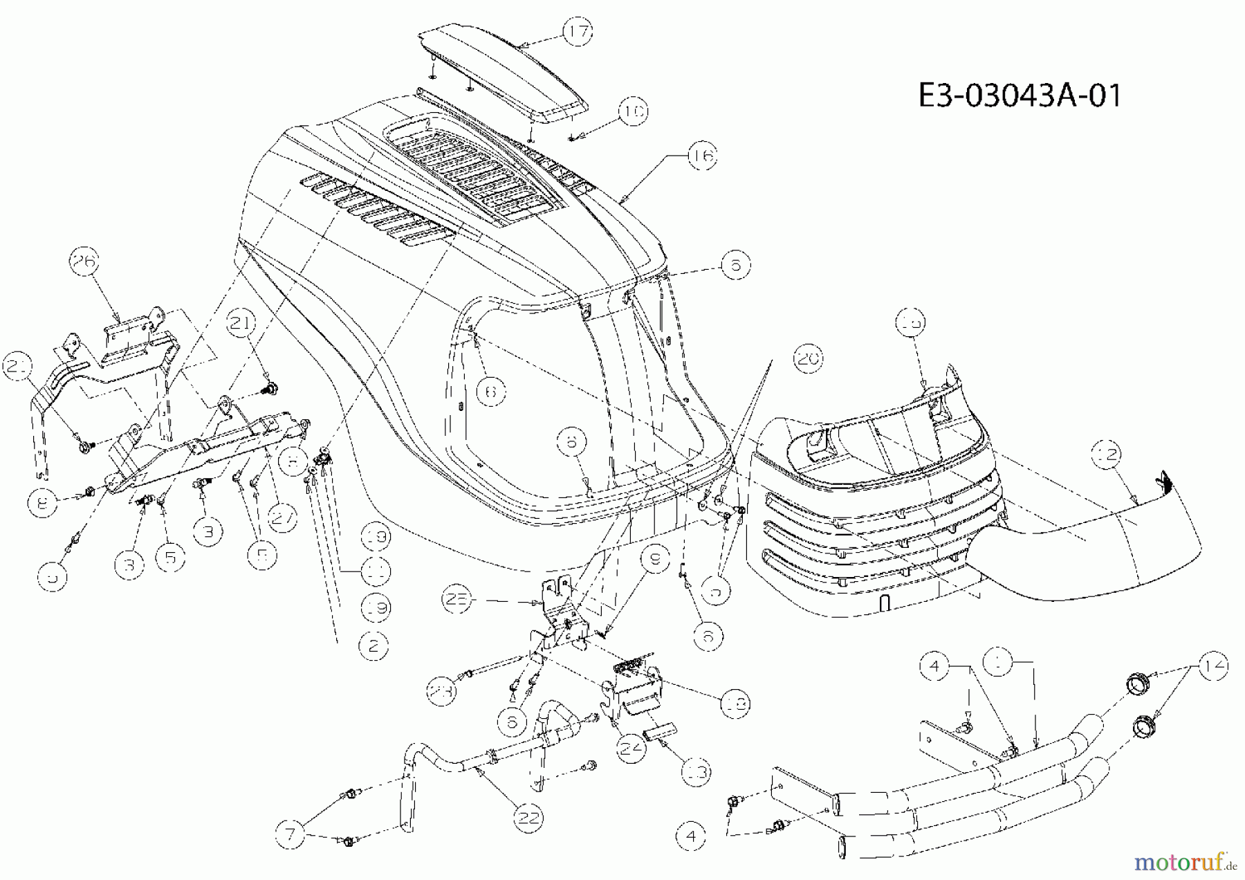  Massey Ferguson Gartentraktoren MF 21-22 GC 14A-2E7-695  (2008) Motorhaube Massey Ferguson