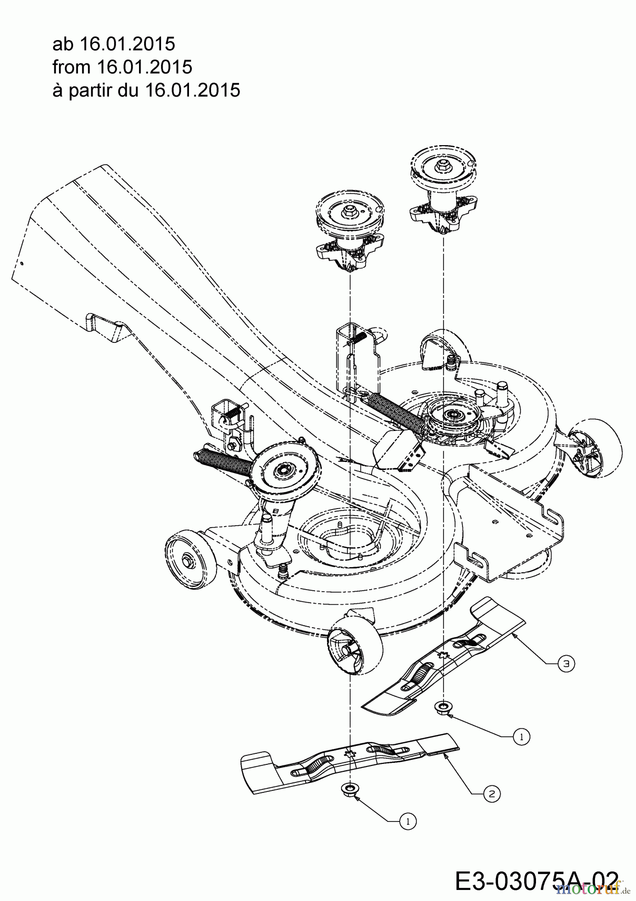  Gartenland Rasentraktoren GL 13.5/92 T 13HH77GE640  (2015) Messer ab 16.01.2015