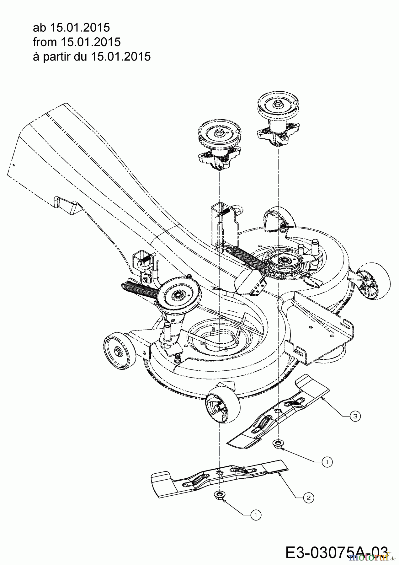 Gartenland Rasentraktoren GL 15.5/92 H 13HM99GE640 (2015) Messer ab 15.01.2015
