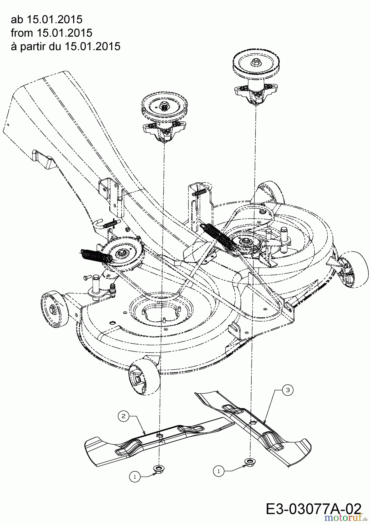 Gartenland Rasentraktoren GL 17.5/105 H 13HN99GN640  (2015) Messer ab 15.01.2015