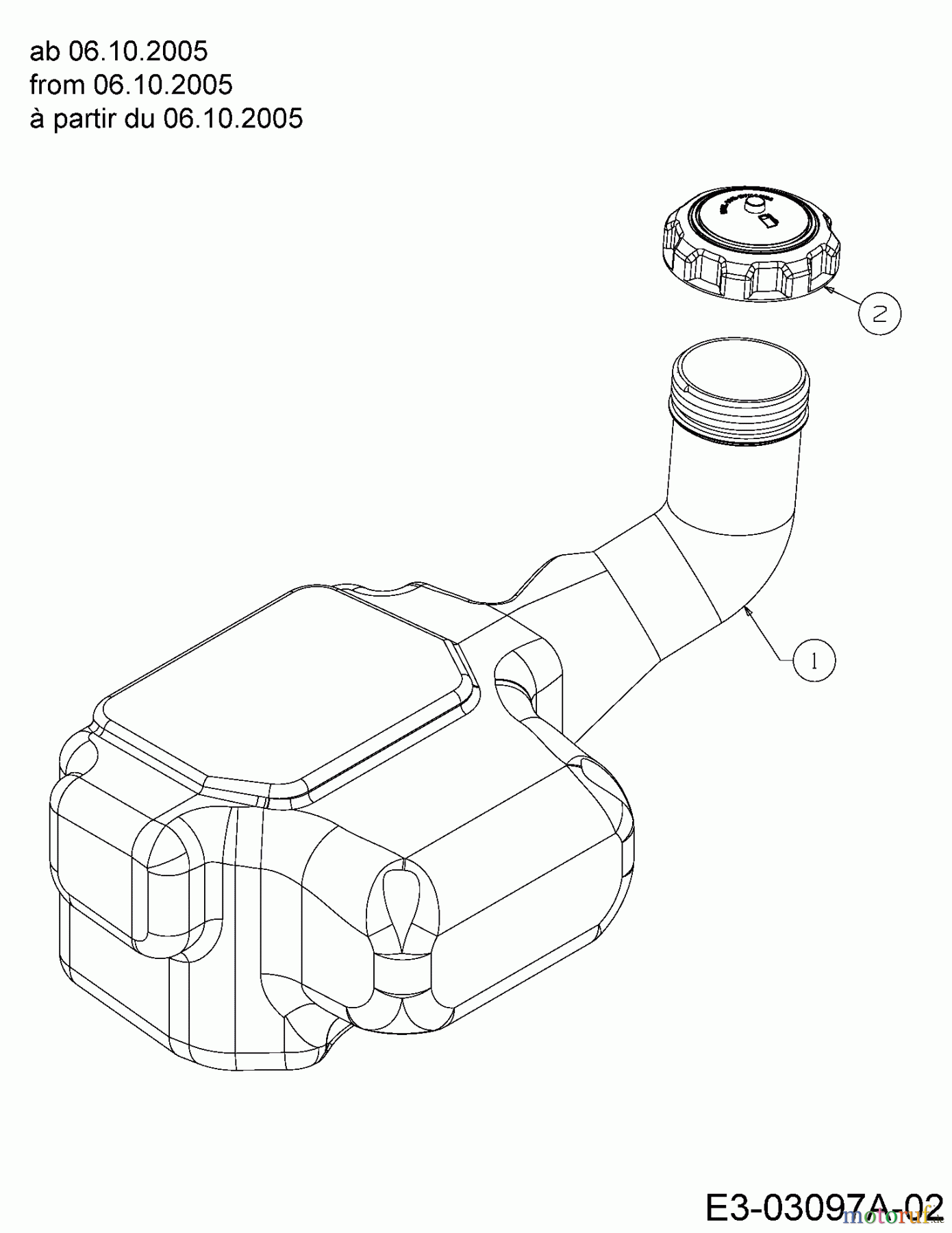  Cub Cadet Gartentraktoren GT 1223 14AP13CP603  (2006) Tank ab 06.10.2005