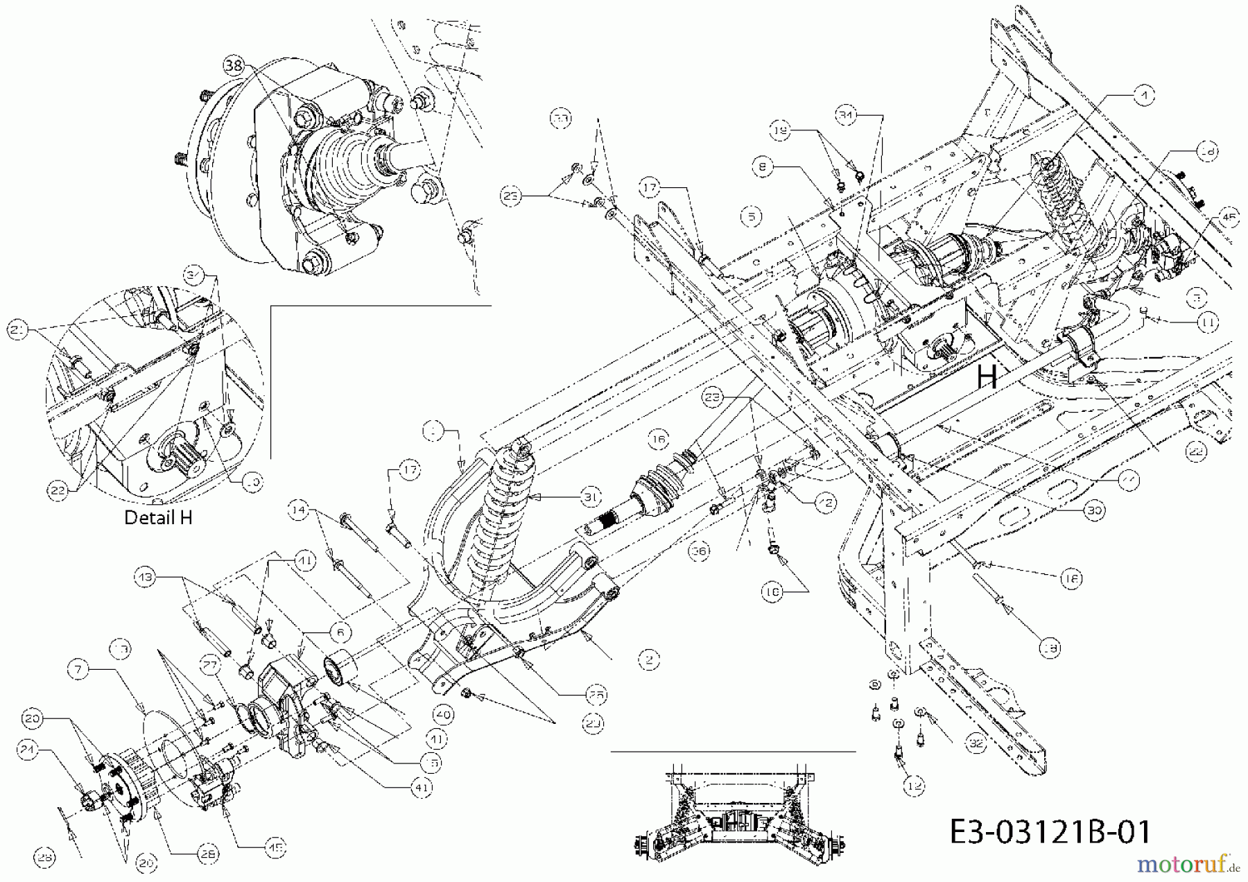  Cub Cadet Utility Vehicle CubCadet 4X4 Camo 37AP467D603  (2007) Achsen hinten, Bremsen hinten, Differential hinten, Stossdämpfer hinten