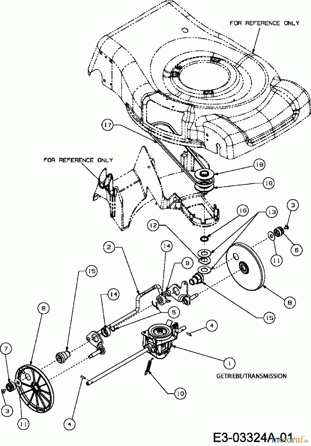  Bolens Motormäher mit Antrieb BL 5053 SP 12BV84MF684  (2007) Getriebe, Motorkeilriemenscheibe