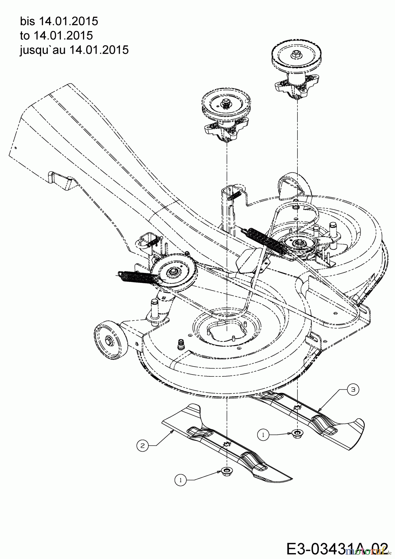  Gartenland Rasentraktoren GL 17.5/105 H 13HN99GN640  (2015) Messer bis 14.01.2015