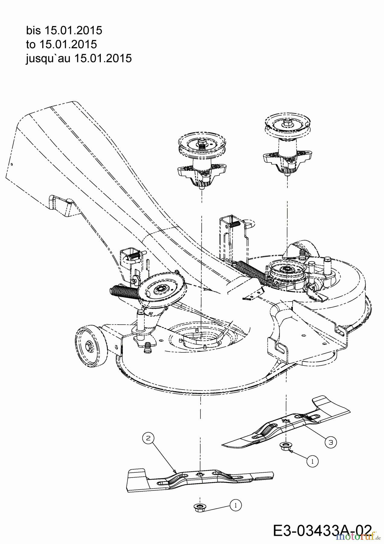  Gartenland Rasentraktoren GL 13.5/92 T 13HH77GE640  (2015) Messer bis 15.01.2015