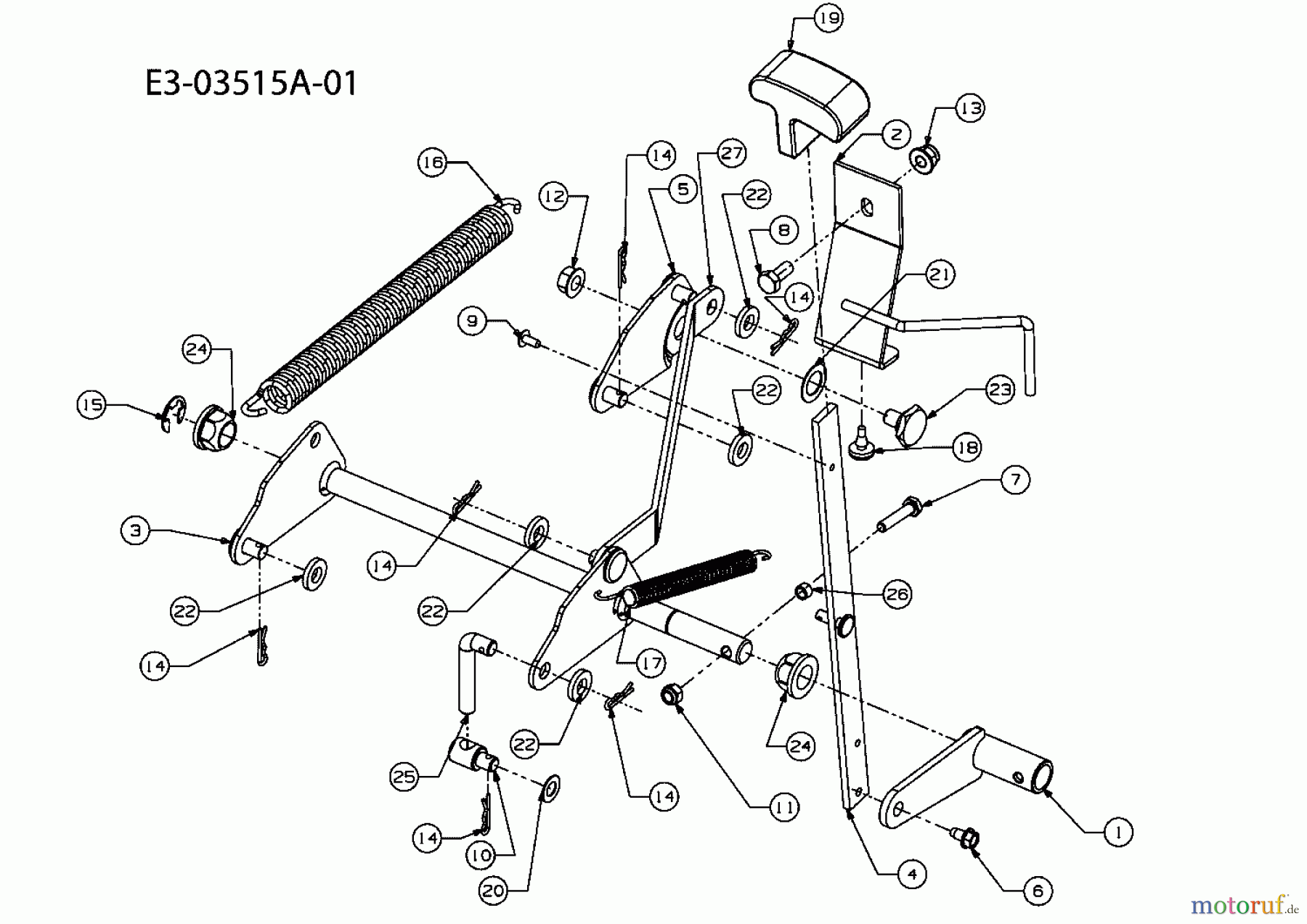 MTD Rasentraktoren Minirider 60 E 13A4054-600  (2008) Mähwerksaushebung
