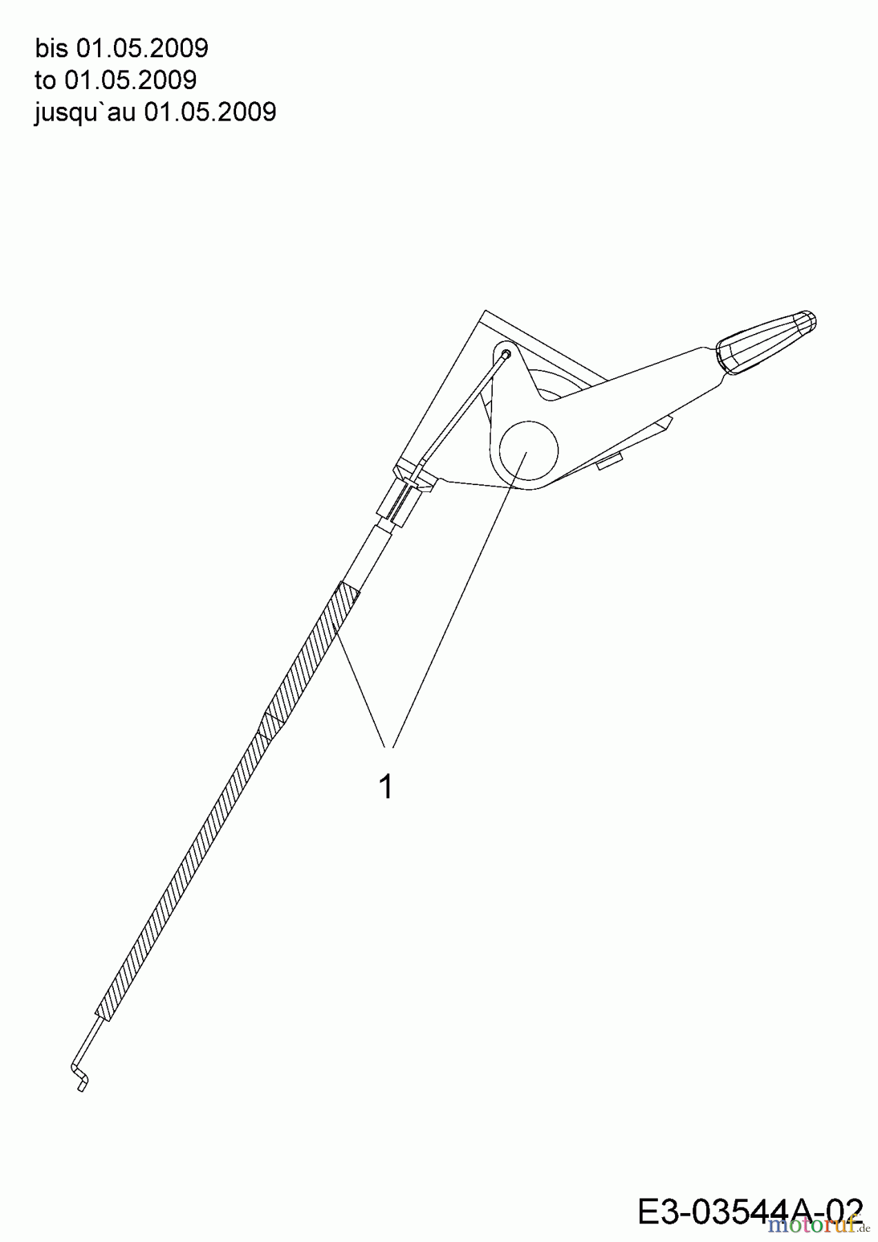 MTD Rasentraktoren 20/42 13AT775G308 (2009) Gaszug bis 01.05.2009