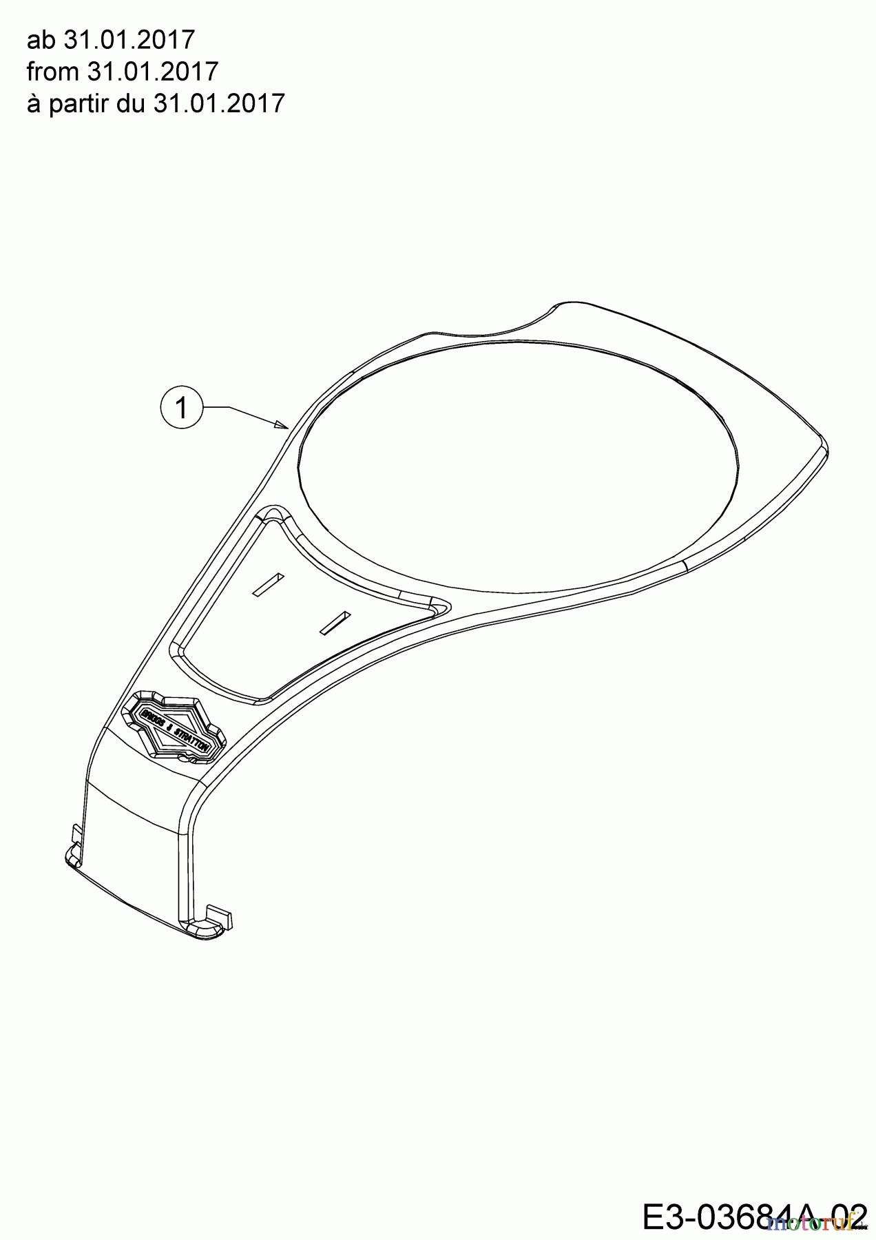 Wolf-Garten Motormäher mit Antrieb A 420 AVHW 12AQLV5B650 (2017) Motorhaubenabdeckung ab 31.01.2017