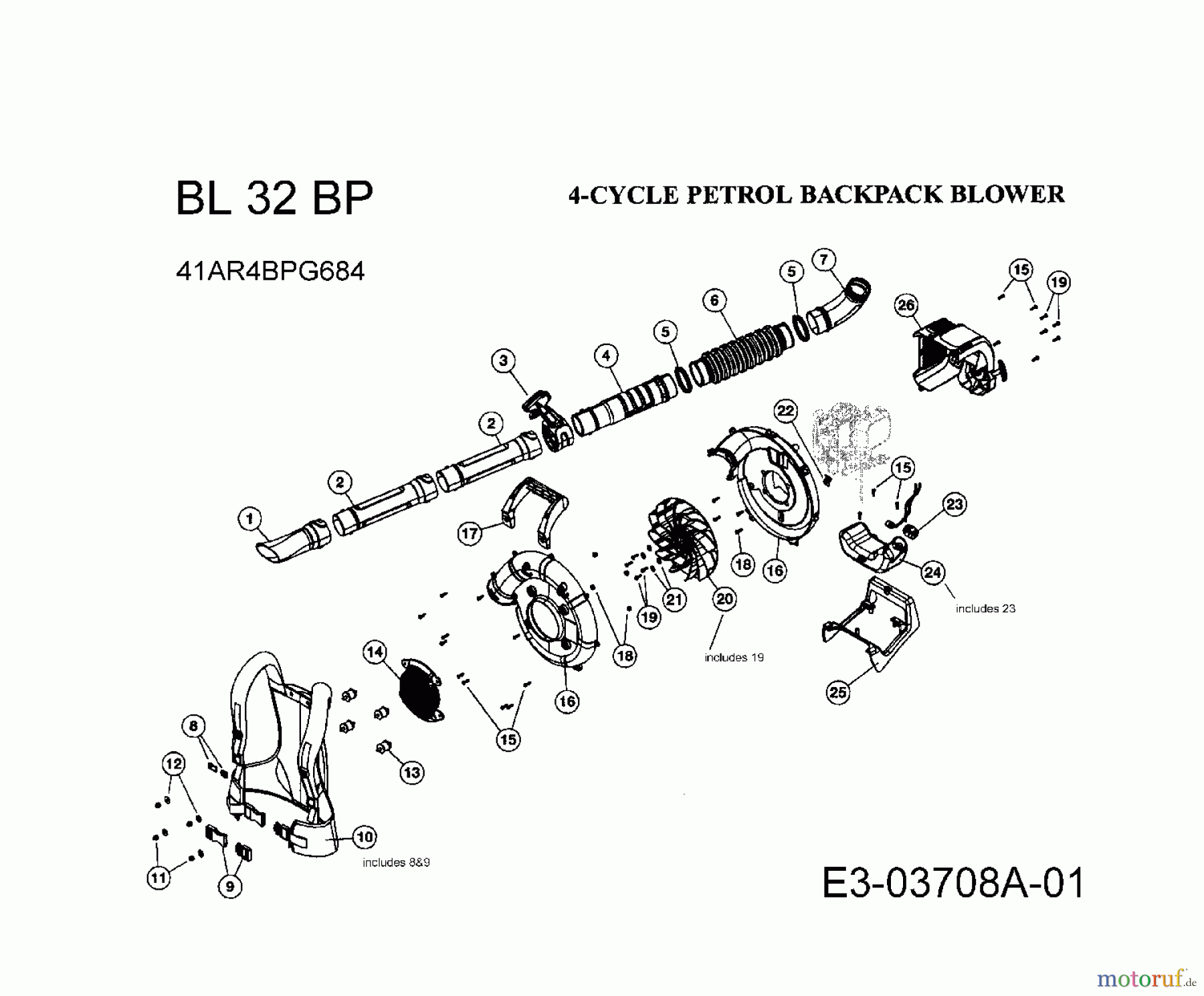 Bolens Laubläser, Laubsauger BL 32 BP 41AR4BPG684  (2008) Grundgerät