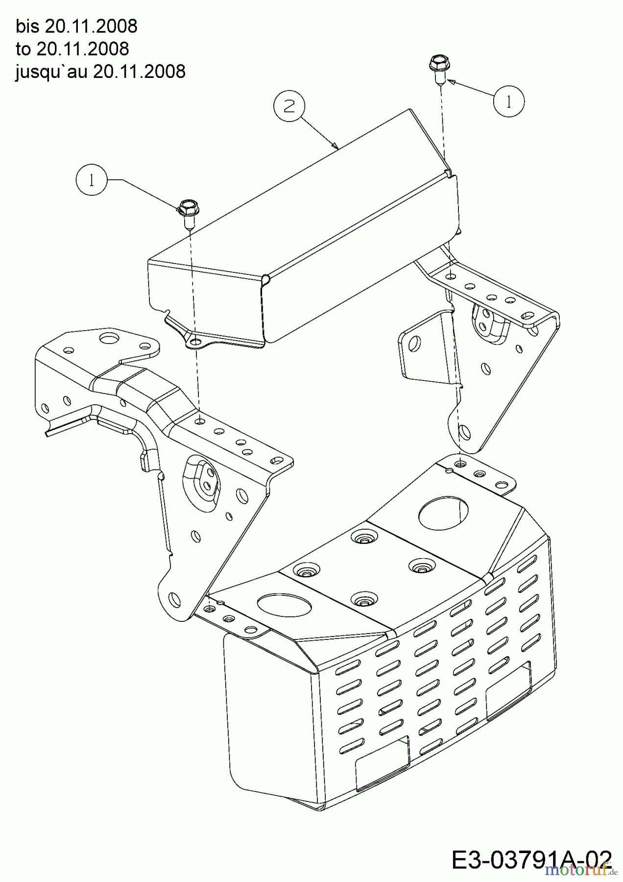  Bolens Rasentraktoren BL 200/107 H 13AT795G684  (2009) Hitzeschild bis 20.11.2008