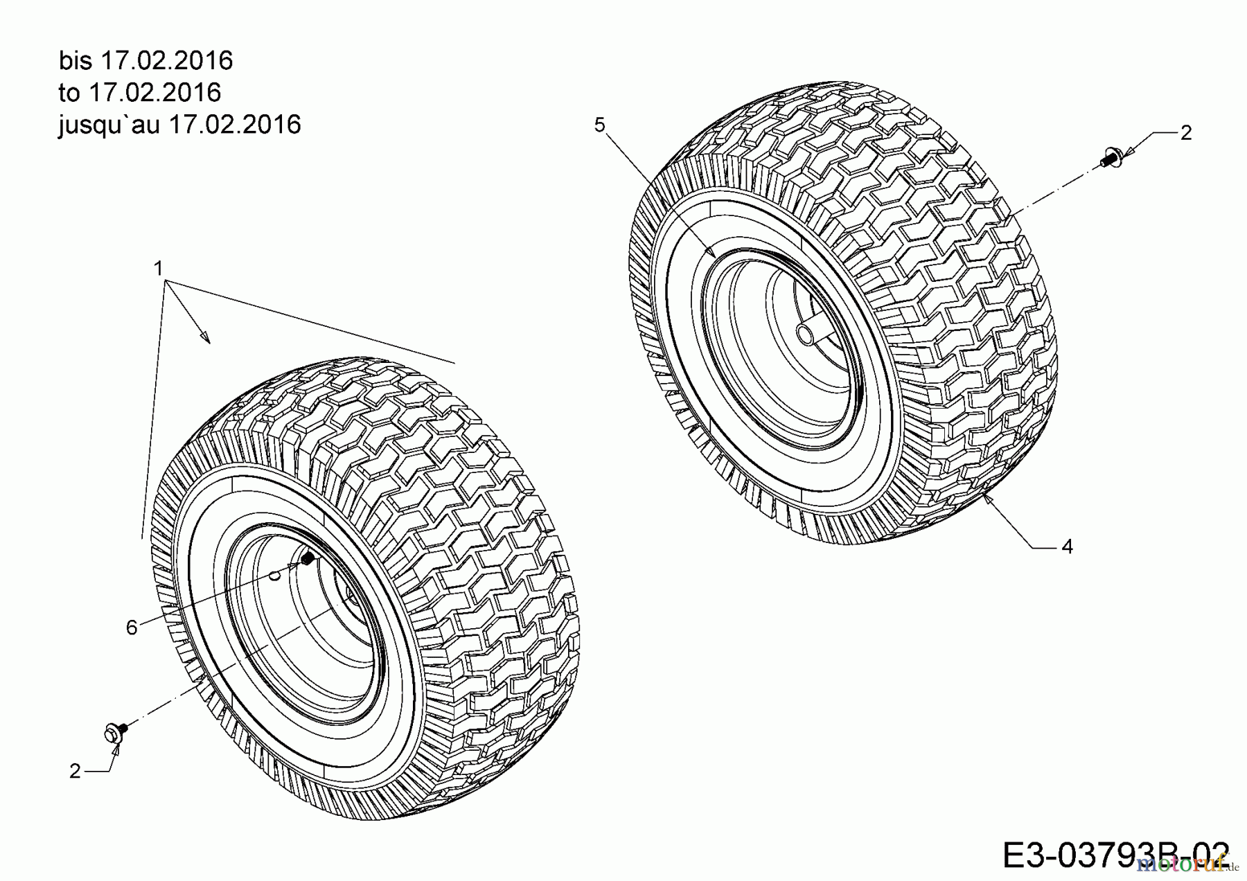  MTD Rasentraktoren 13.5/38 13A1765F308  (2016) Räder hinten bis 17.02.2016