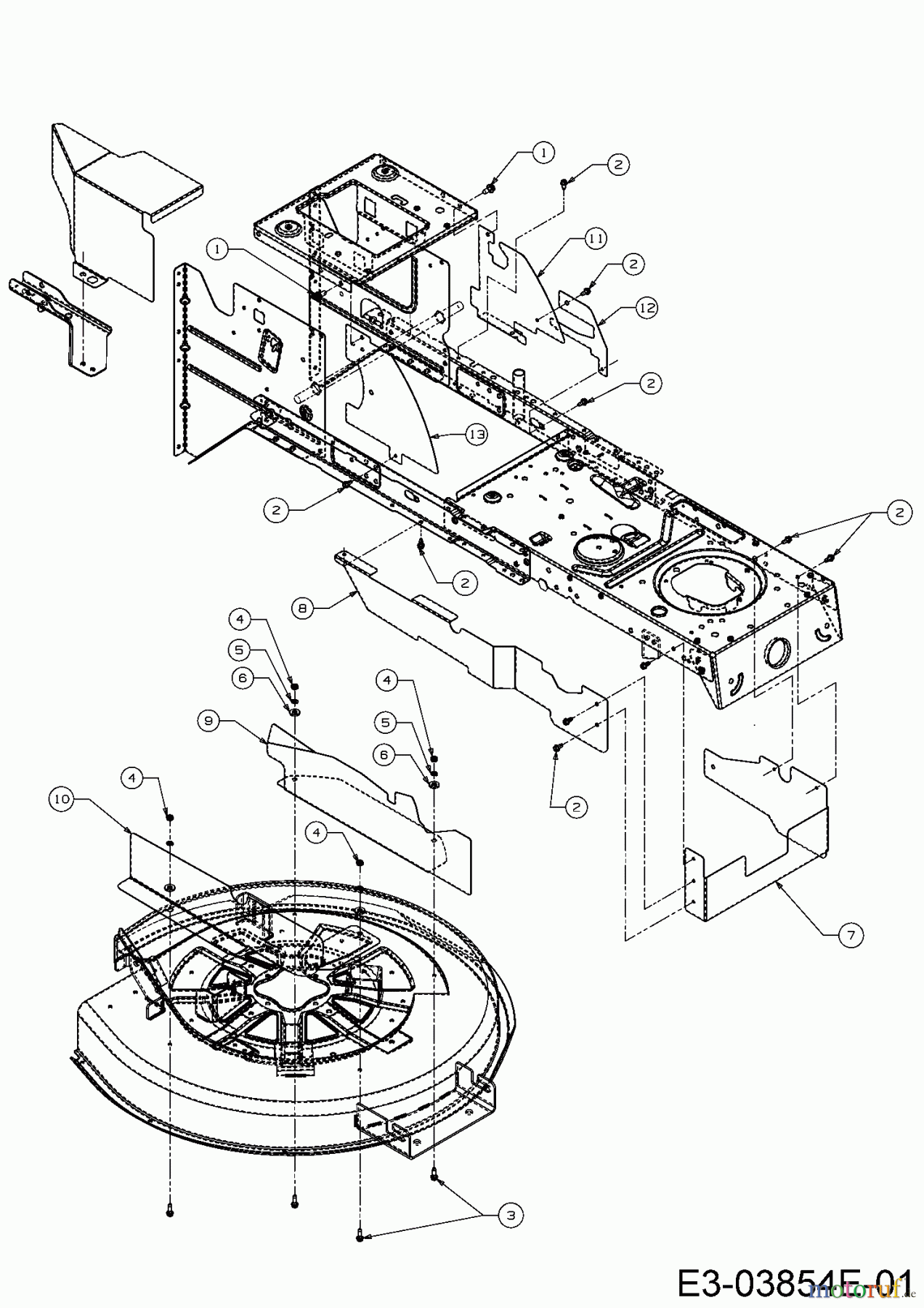  Gartenland Rasentraktoren GL 12.5/76 T 13HH77GC640  (2016) Abdeckungen Mähwerk A,C (30