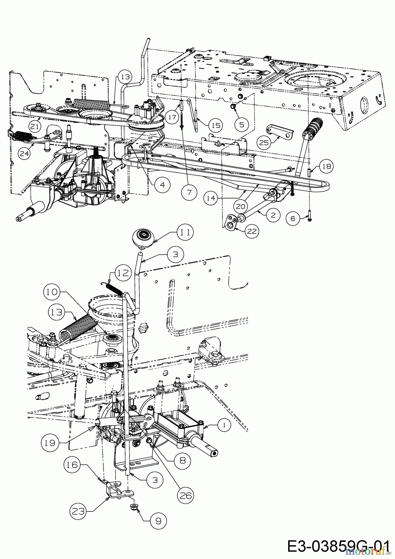  Blisar Rasentraktoren GE 140 13H2765E607  (2016) Fahrantrieb, Pedal, Schalthebel