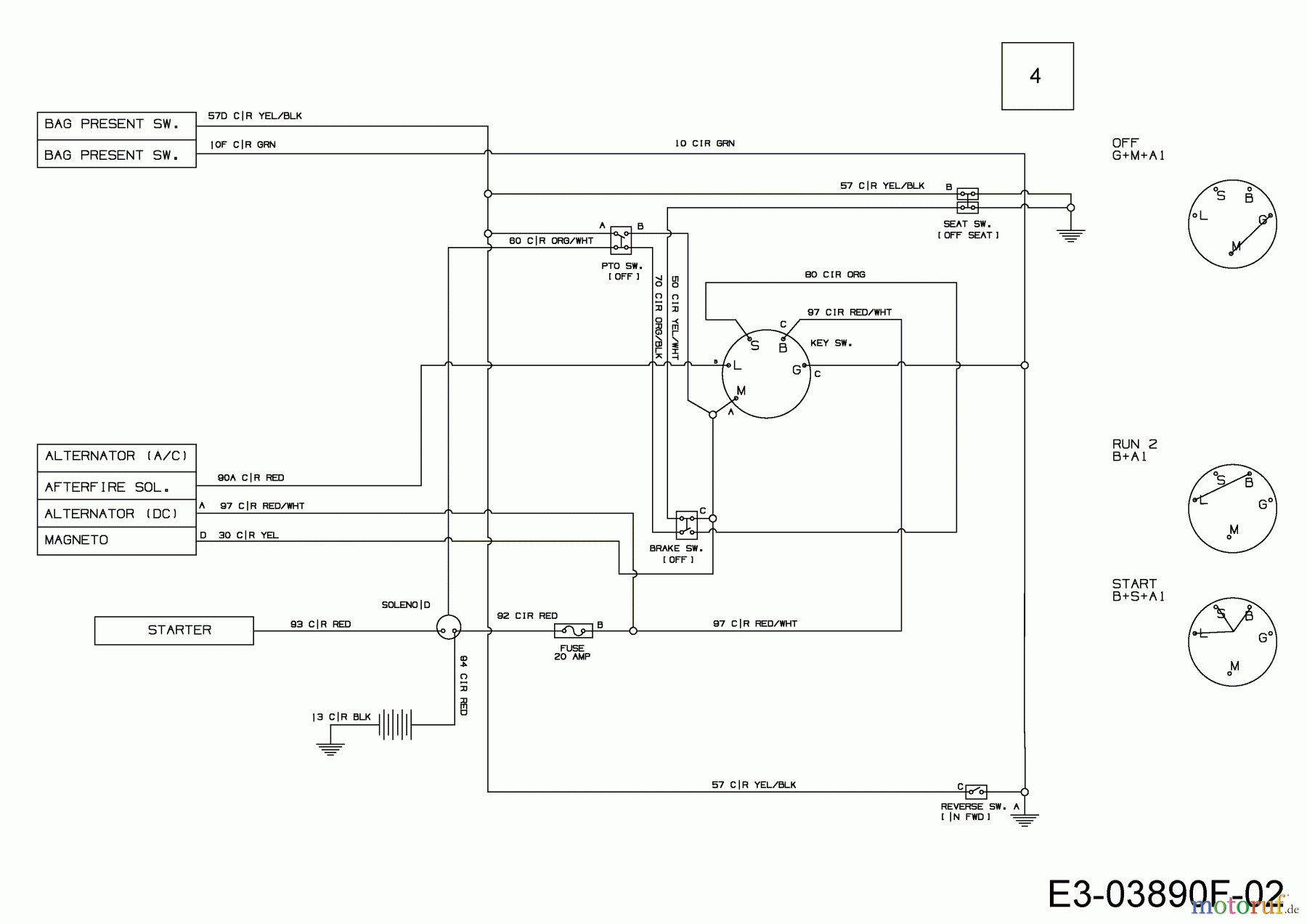  MTD Rasentraktoren DL 92 T 13I2765E677  (2018) Schaltplan
