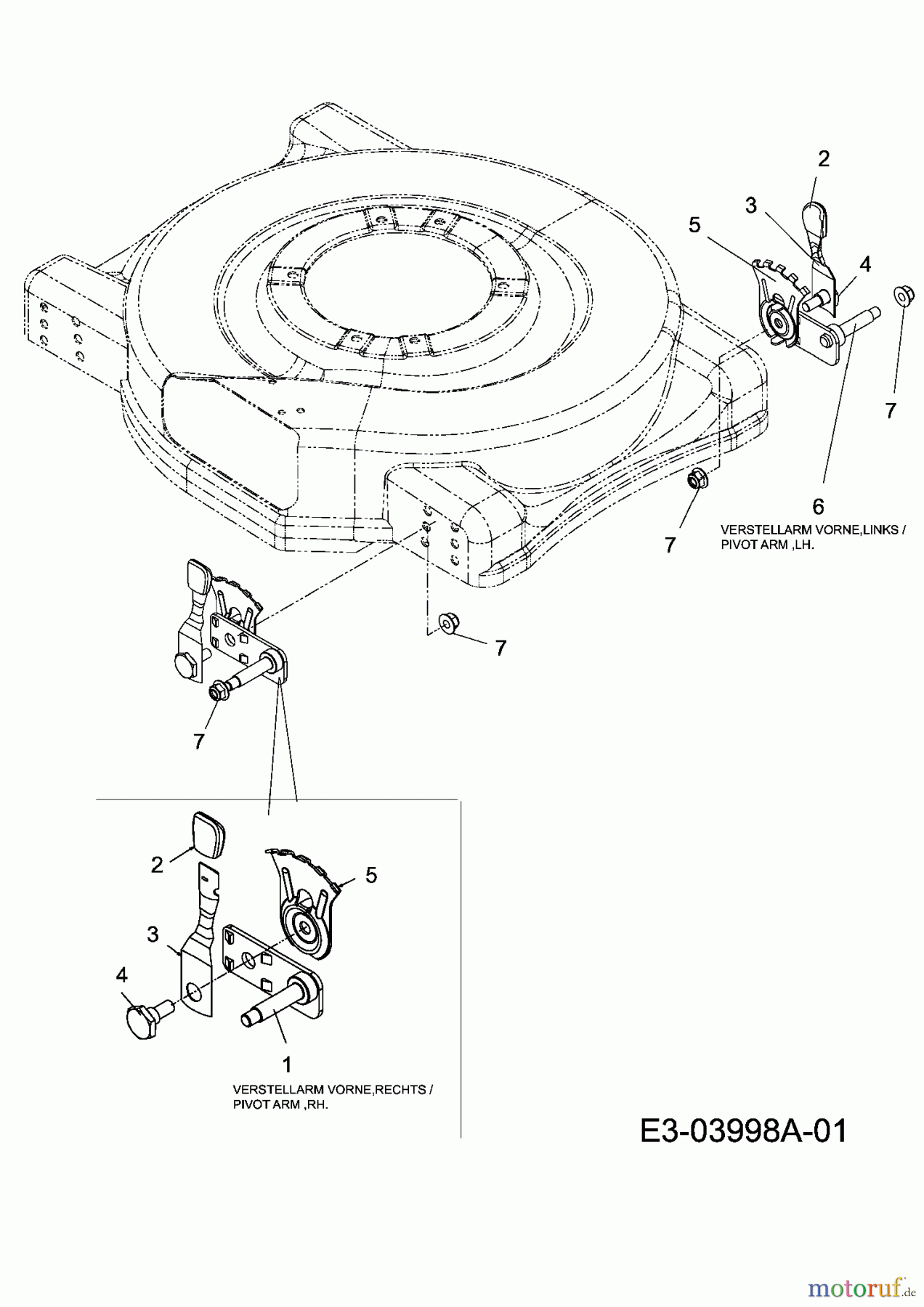  MTD Motormäher Optima 46 MB 11A-705C696  (2013) Höhenverstellung vorne