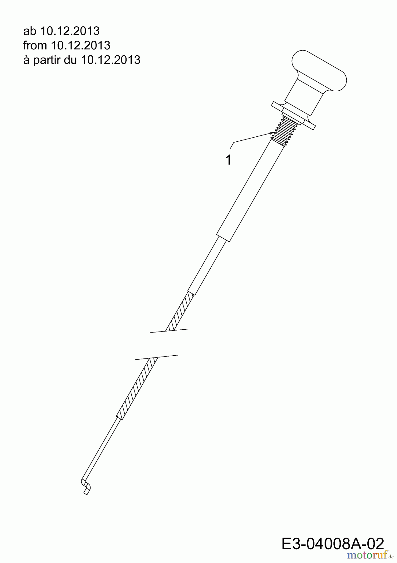  Cub Cadet Rasentraktoren CC 1019 HG 13AJ93AG603  (2014) Chokezug ab 10.12.2013
