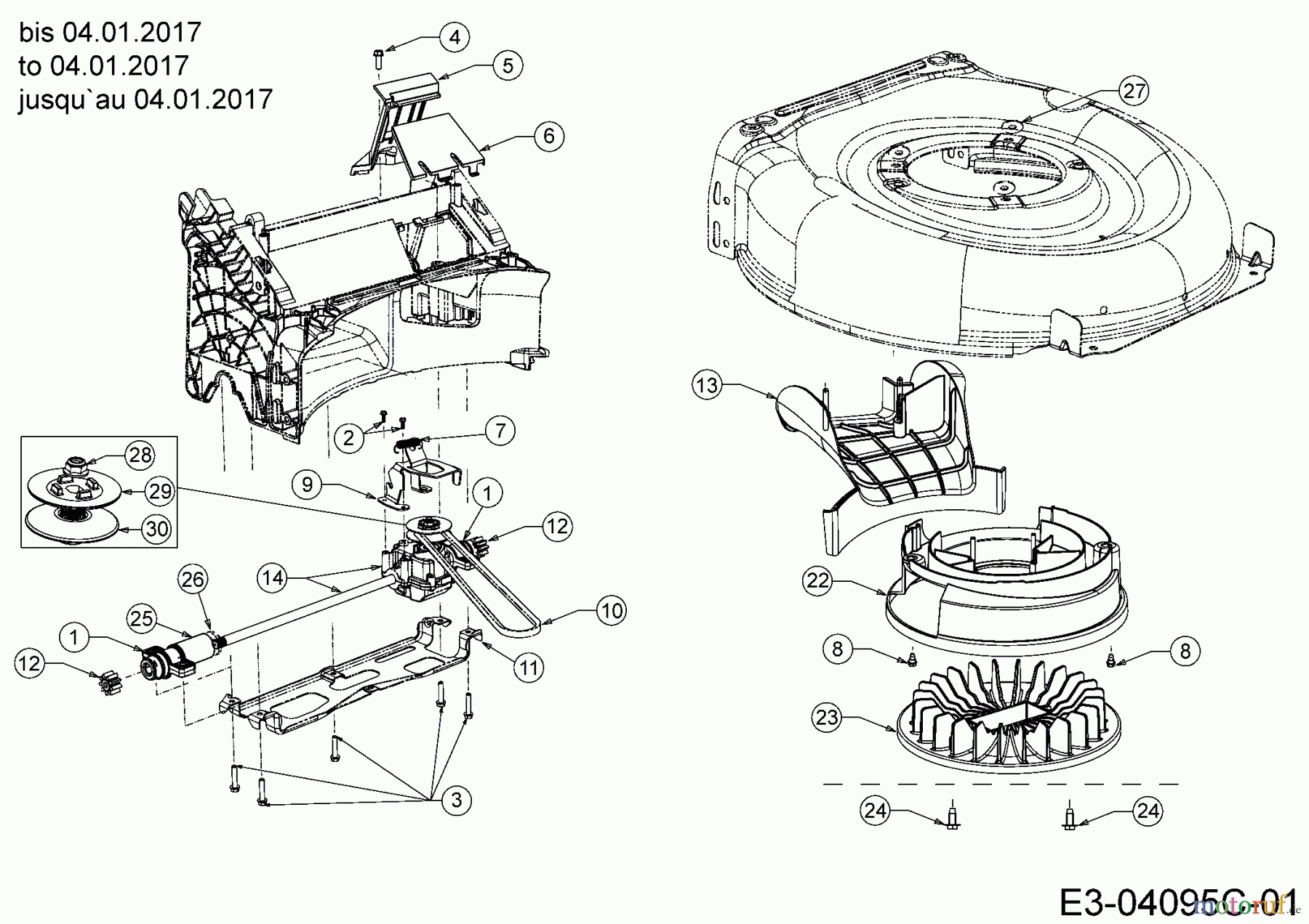  Wolf-Garten Motormäher mit Antrieb A 530 AVHWIS 12ARPV7E650  (2017) Getriebe, Keilriemen bis 04.01.2017