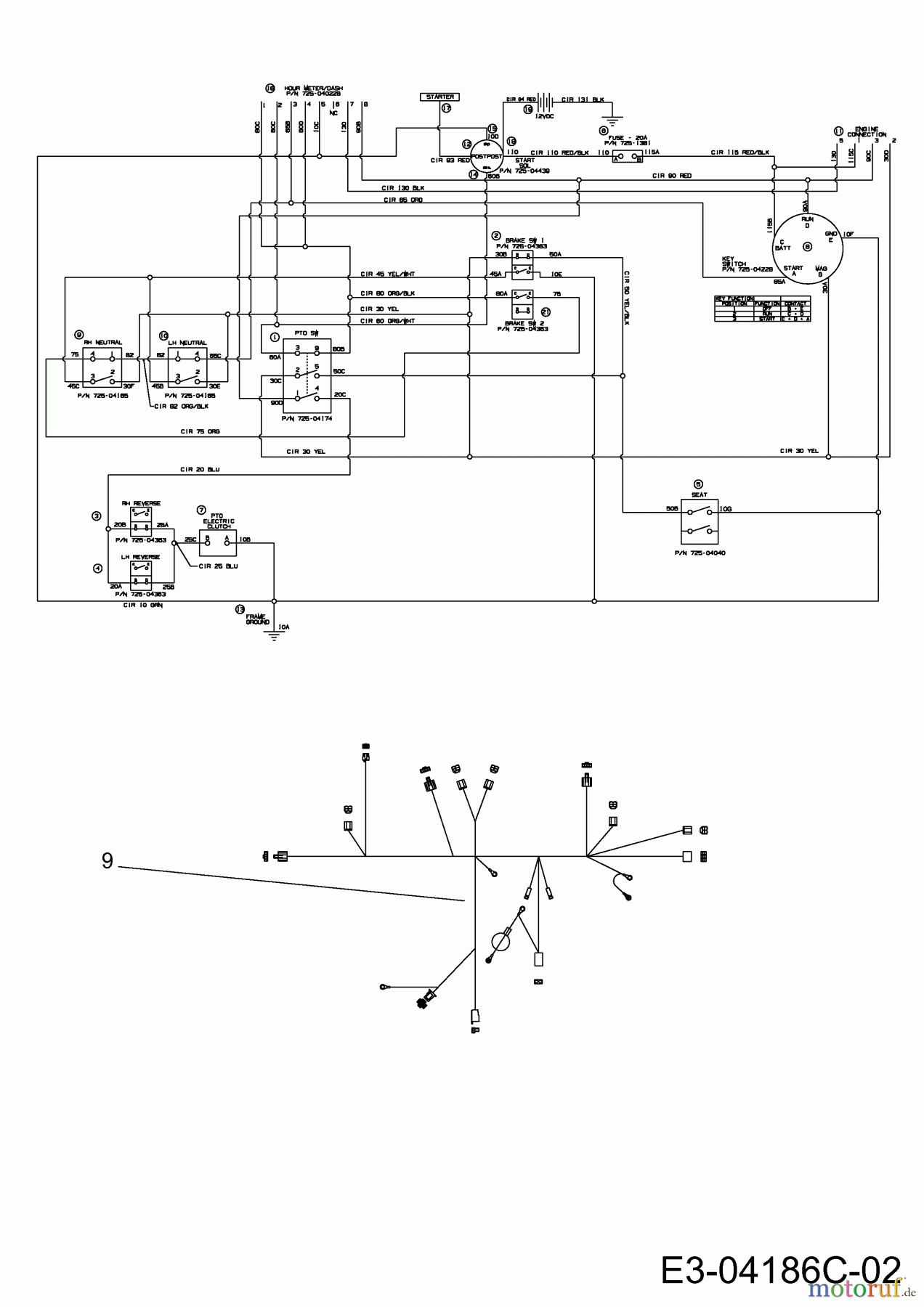  MTD Zero Turn P 170 HZ-S 17AE2ACS678  (2013) Wiring diagram