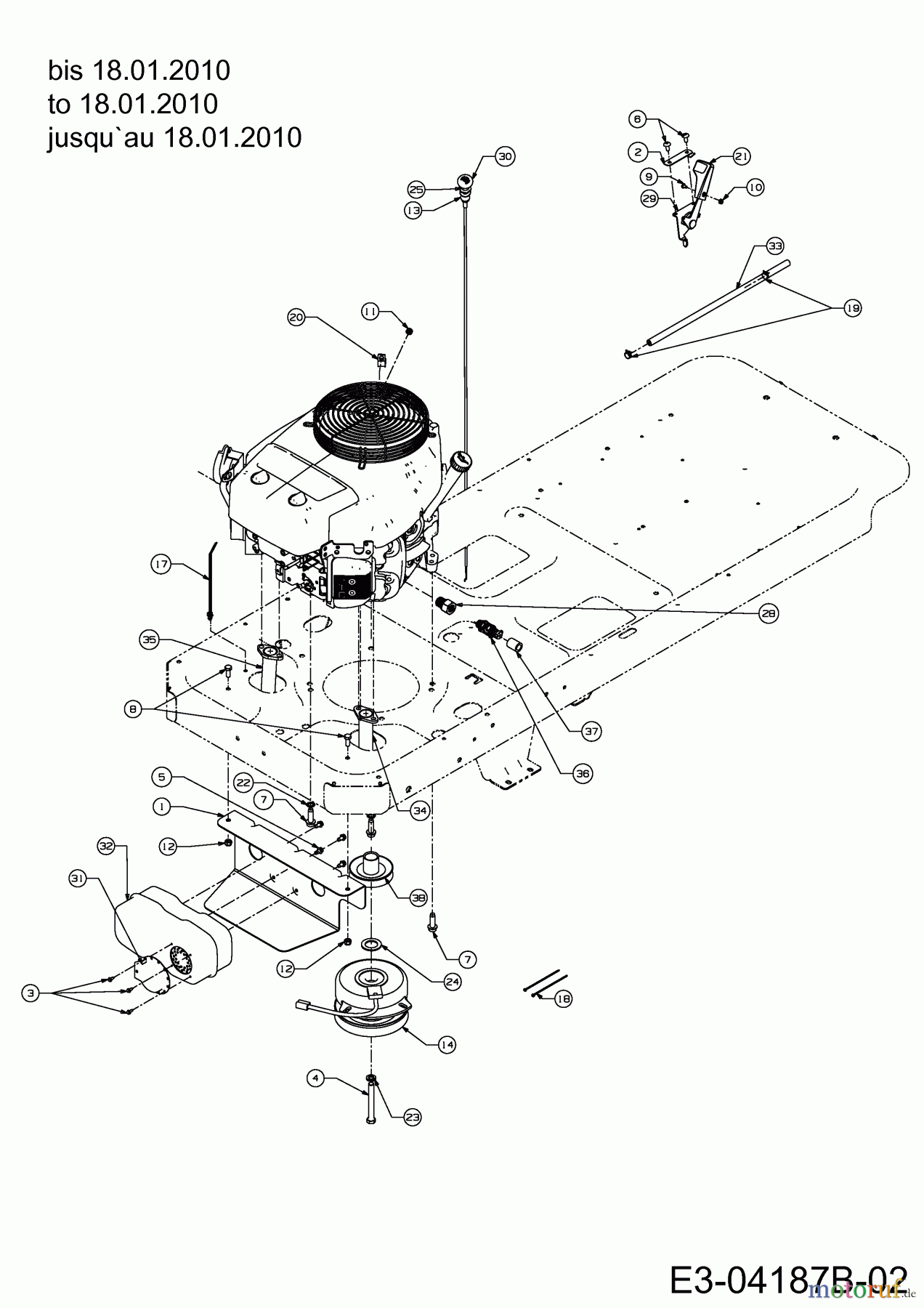  Massey Ferguson Zero Turn MF 50-22 ZT 17AI2ACP695  (2010) Elektromagnetkupplung, Motorzubehör bis 18.01.2010