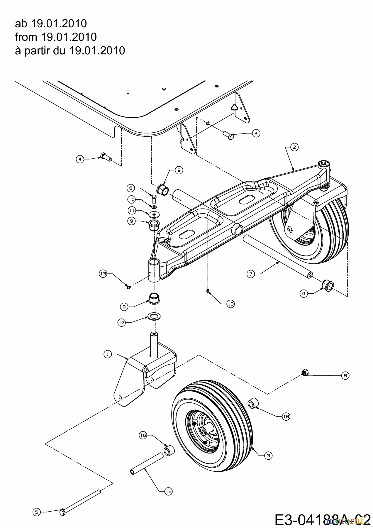  Massey Ferguson Zero Turn MF 50-22 ZT 17AI2ACP695  (2010) Räder, Vorderachse ab 19.01.2010