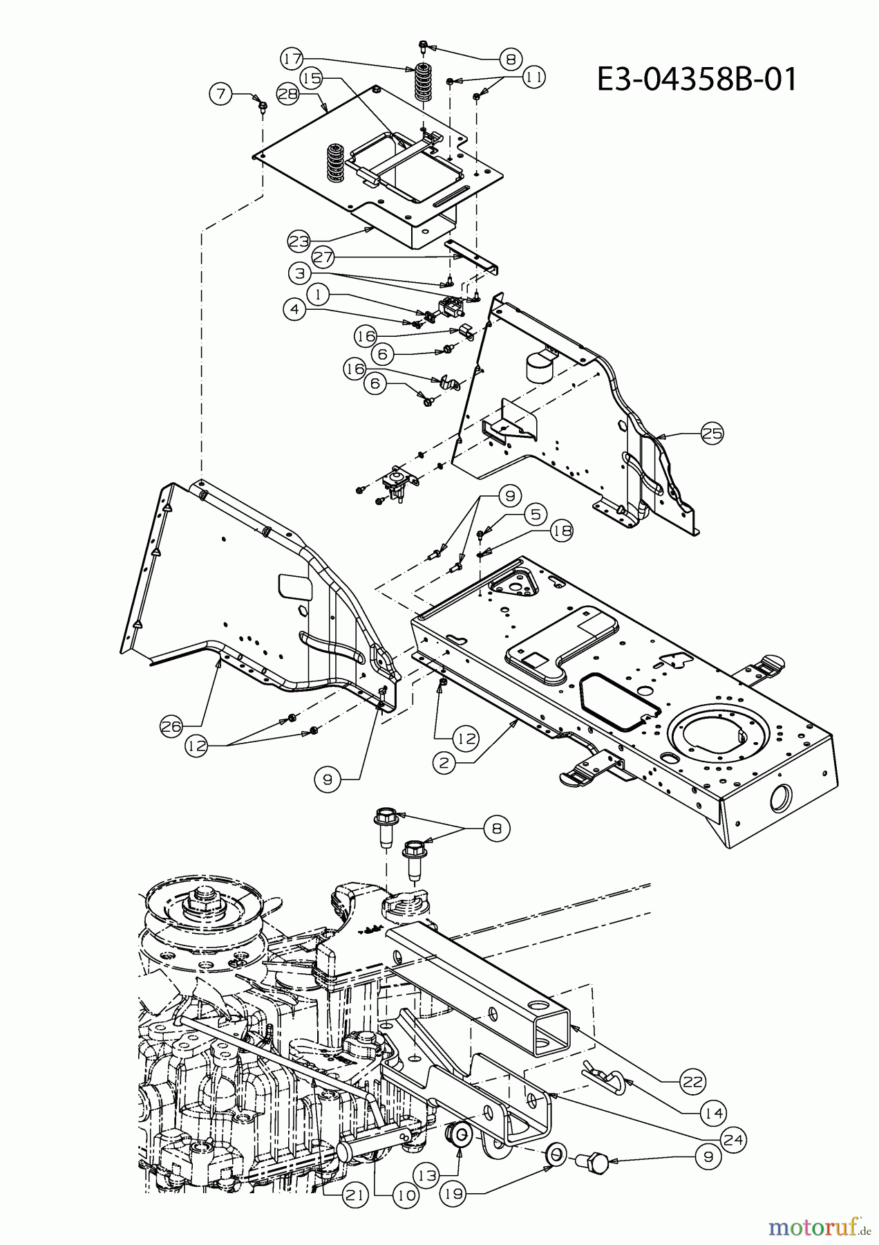  Massey Ferguson Rasentraktoren MF 41-18 RD 13CV51CN695  (2009) Anhängekupplung, Rahmen