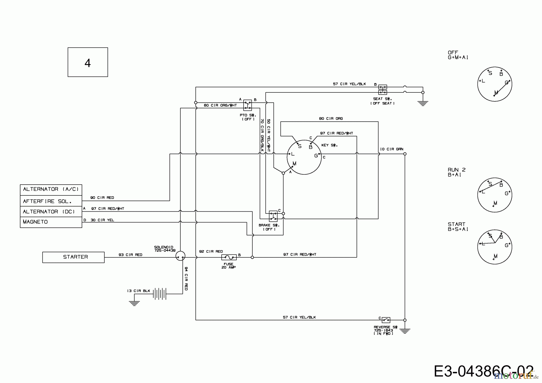  MTD Rasentraktoren LT 96 13CH761F679  (2012) Schaltplan