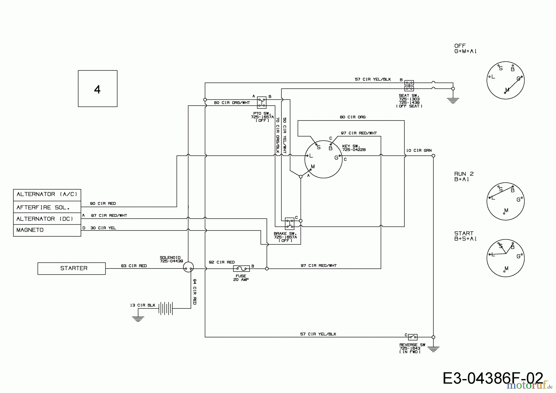  MTD Rasentraktoren 96 S 13HH761F600  (2015) Schaltplan