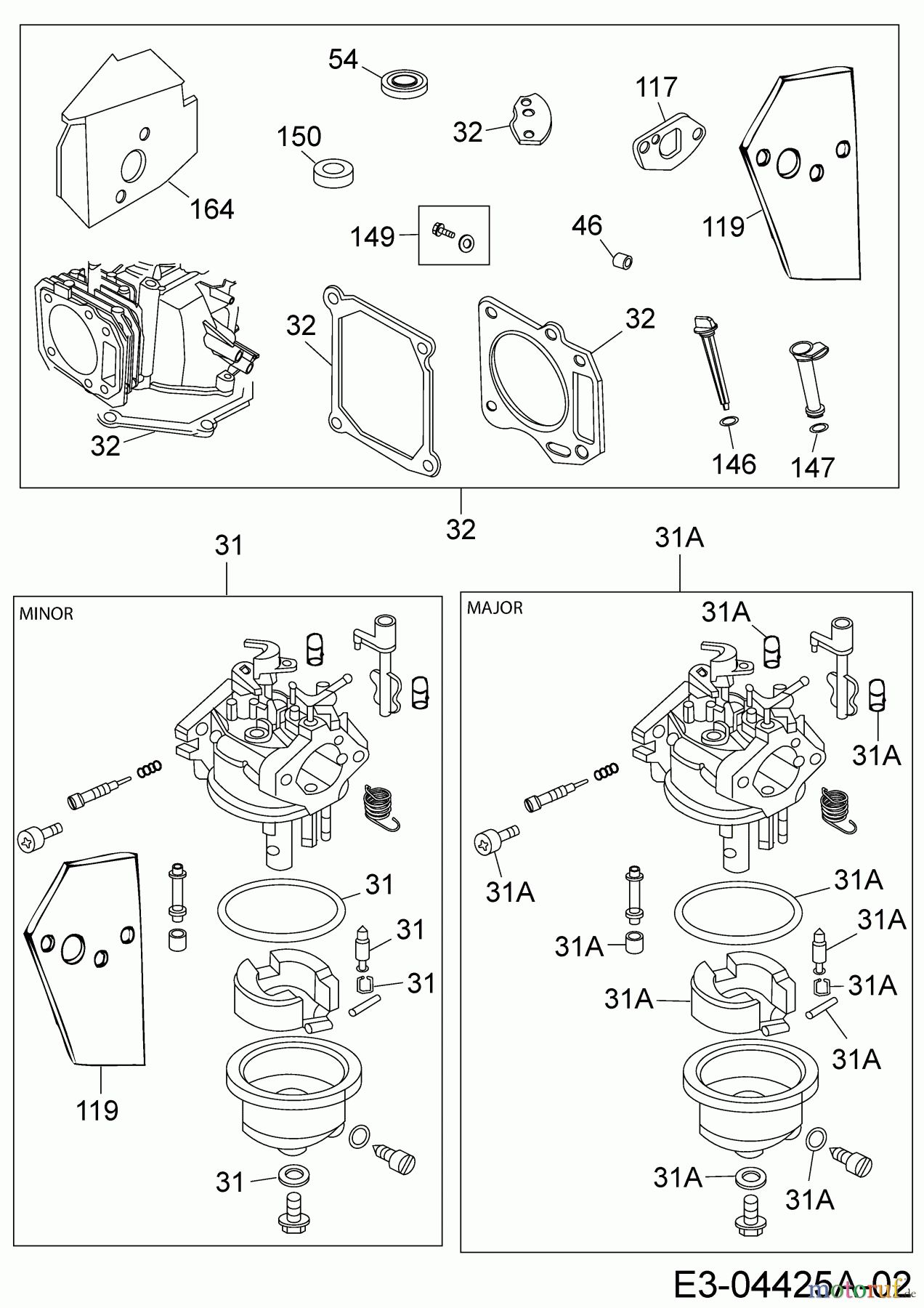  MTD-Motoren Vertikal 1P70WH 752Z1P70WH  (2007) Motordichtsatz, Reparaturkit Vergaser