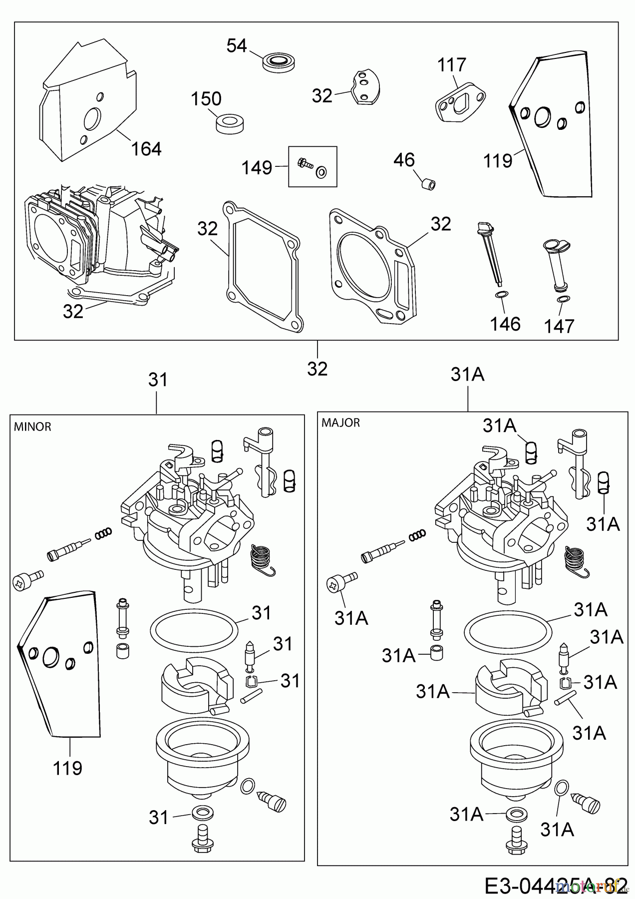  MTD-Motoren Vertikal 1P70FHA 752Z1P70FHA  (2008) Motordichtsatz, Reparaturkit Vergaser