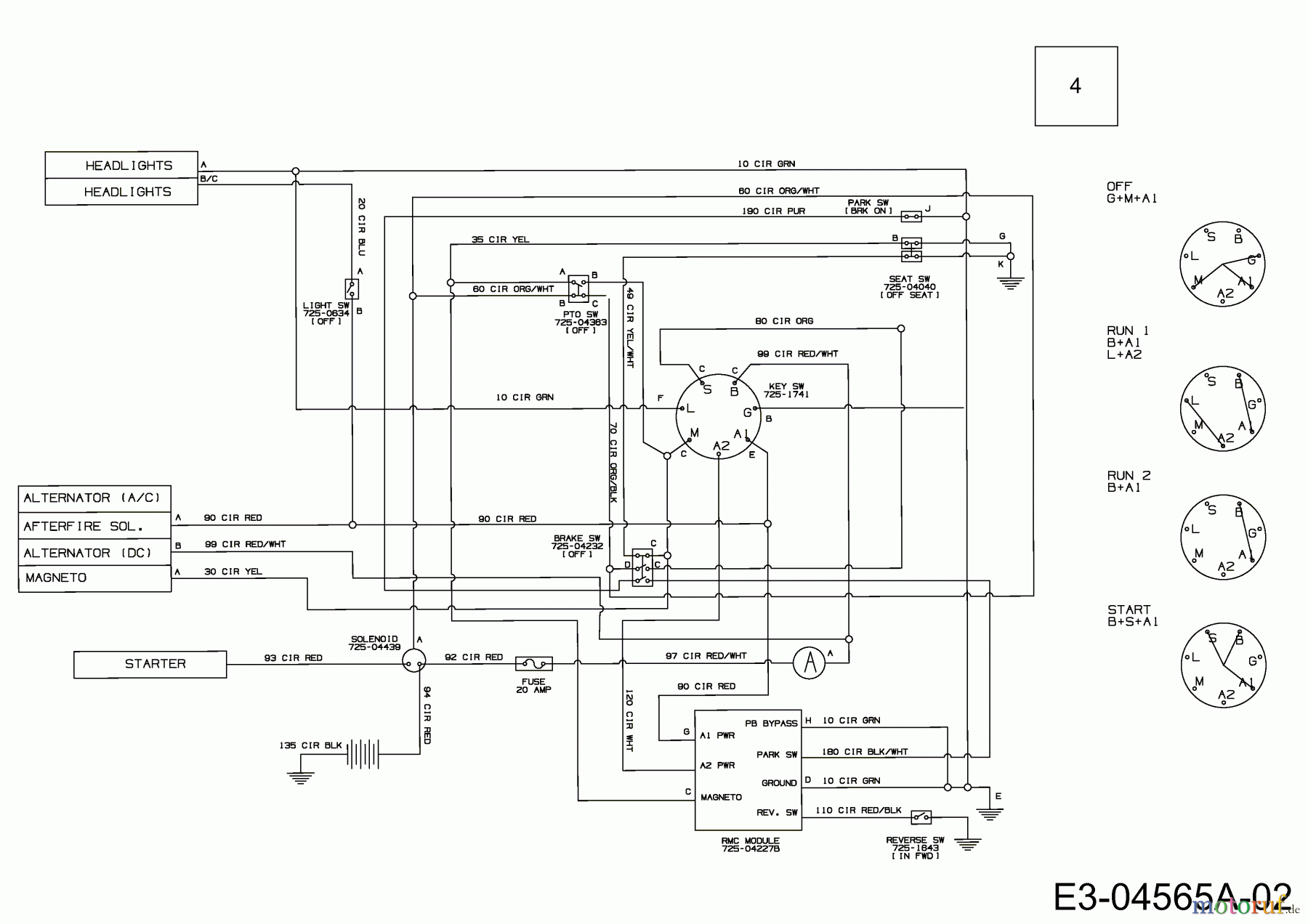 Verts Loisirs Rasentraktoren VLK2 22H107 N 13AF91TG417 (2009) Schaltplan