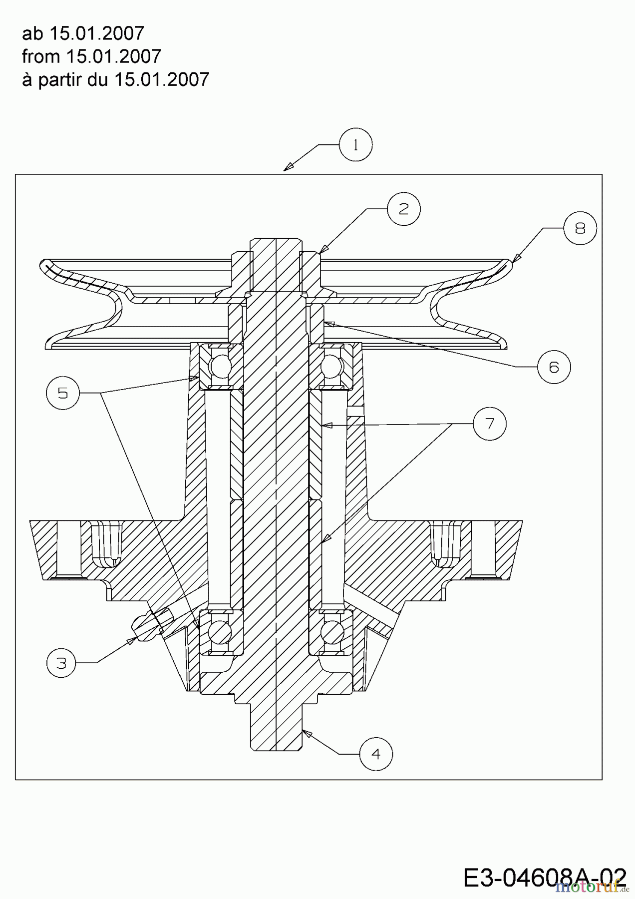  Massey Ferguson Rasentraktoren MF 38-15 SD 13AV11CF695  (2007) Messerspindel 618-04495 ab 15.01.2007