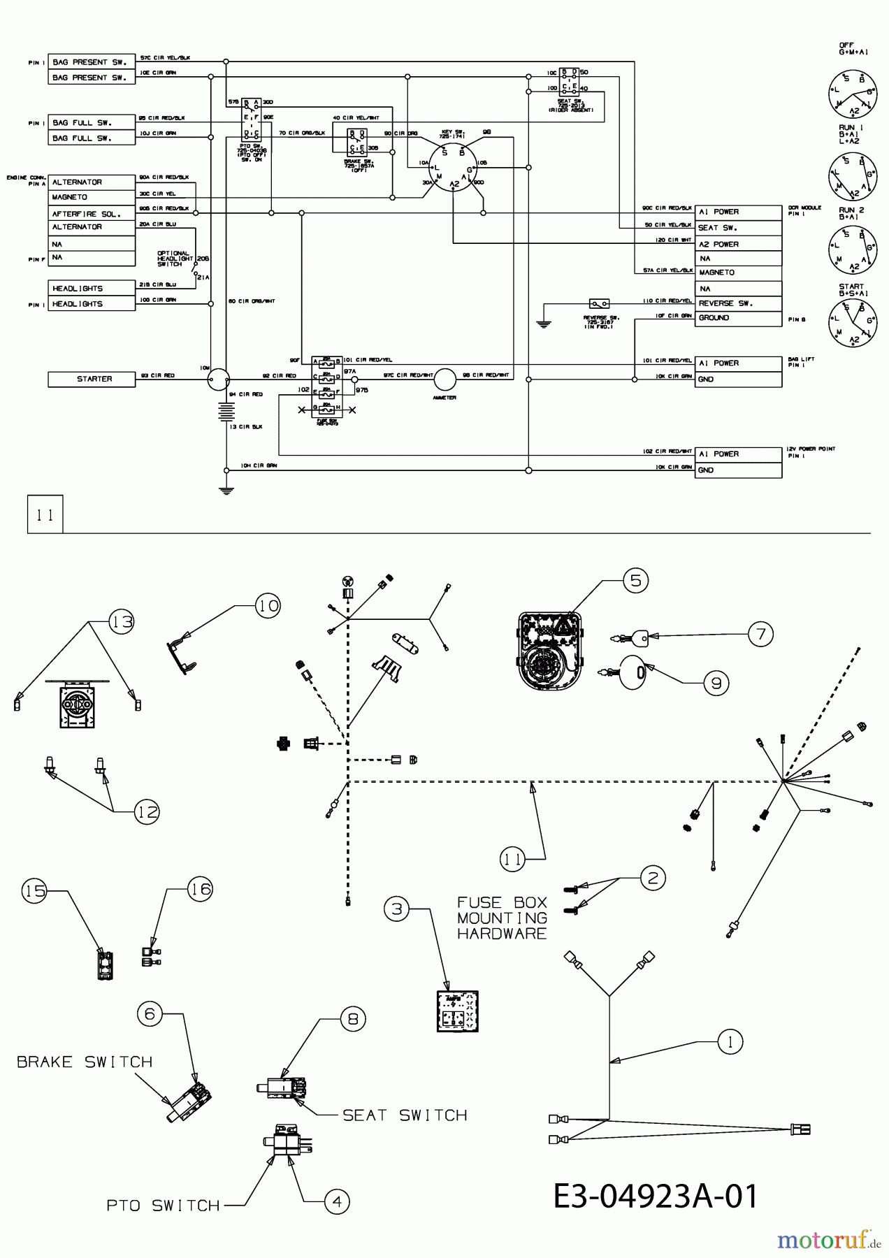  Massey Ferguson Rasentraktoren MF 41-18 RD 13CJ51CN695  (2011) Elektroteile, Schaltplan