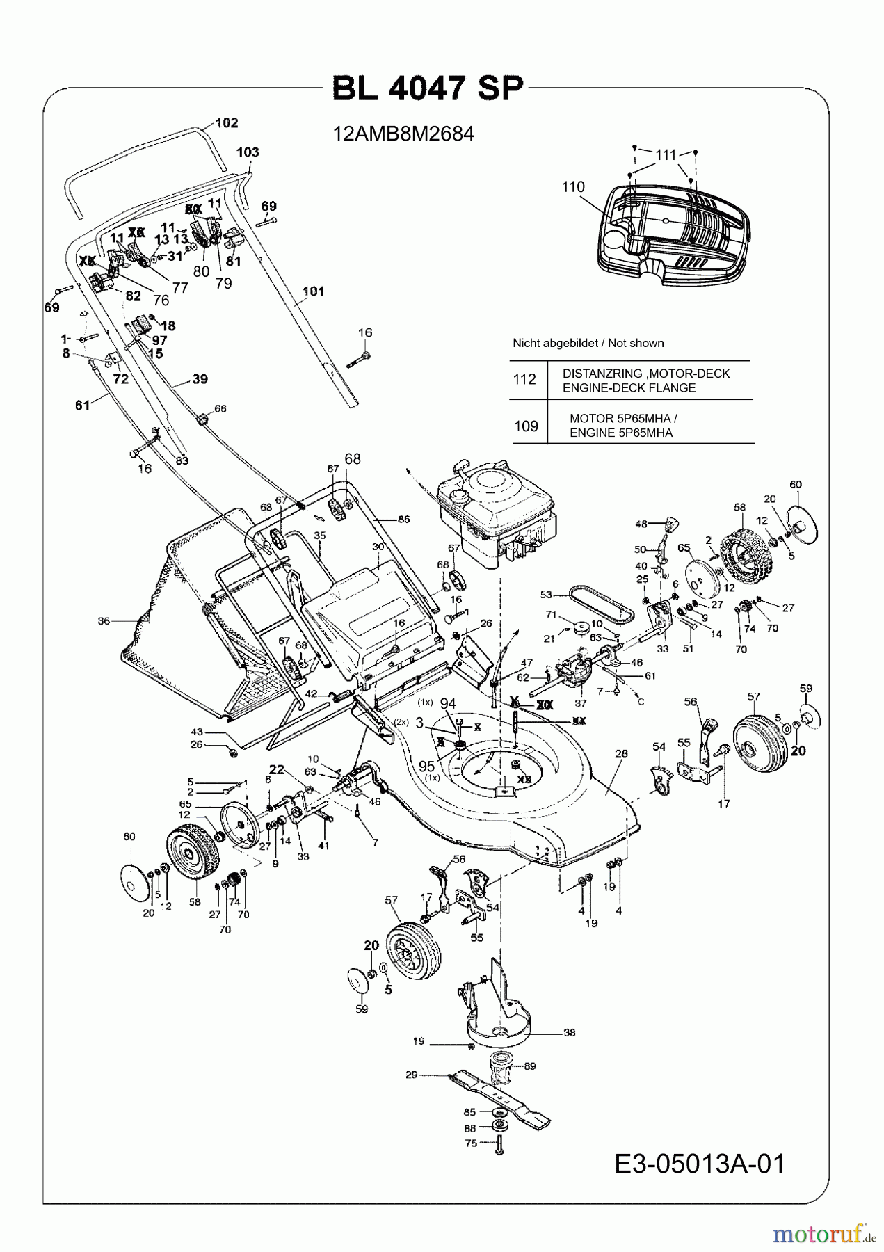  Bolens Motormäher mit Antrieb BL 4047 SP 12AMB8M2684  (2009) Grundgerät