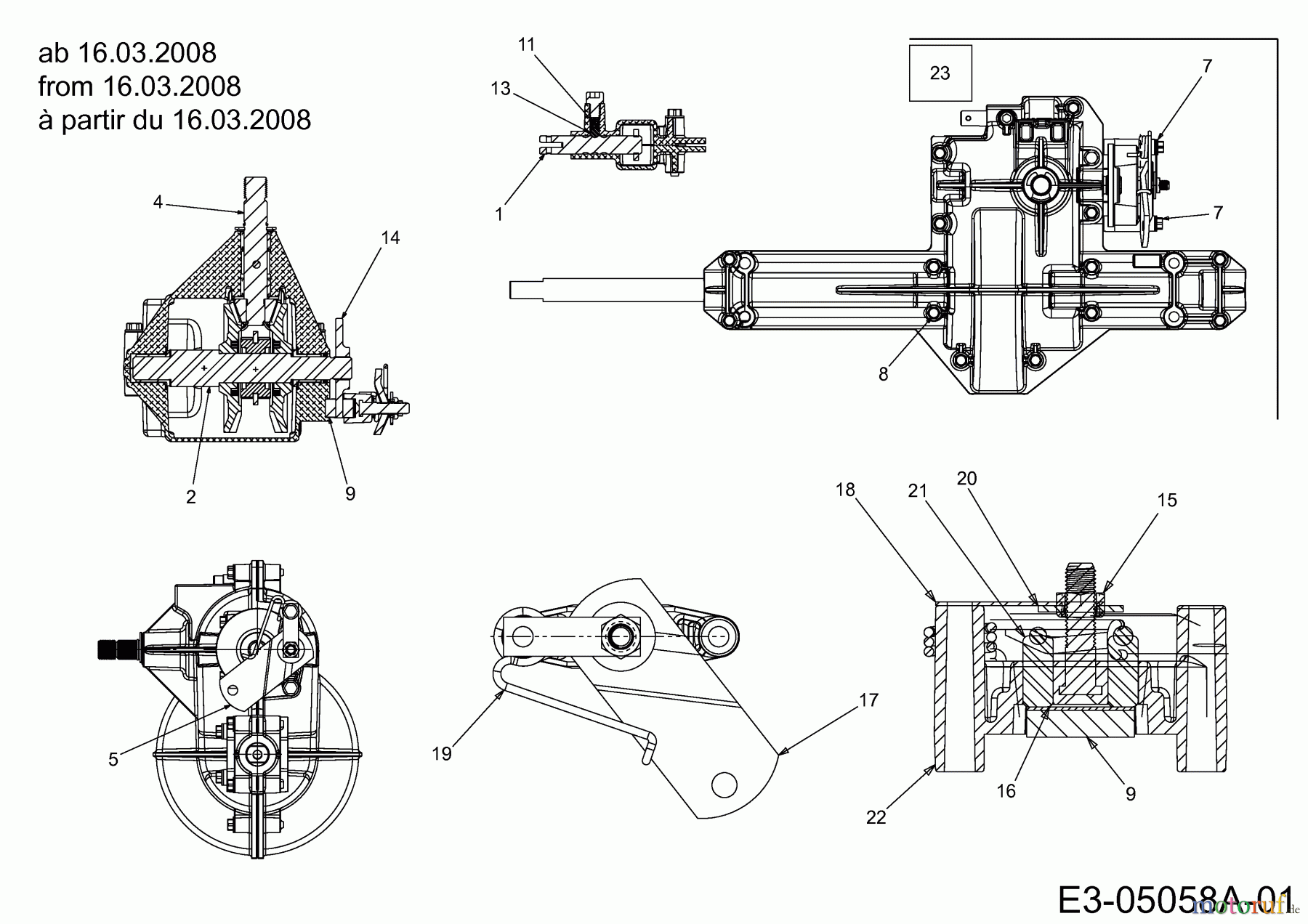  Temver Rasentraktoren EJL 175-107 T 13AN763G642  (2010) Getriebe 618-04566 ab 16.03.2008