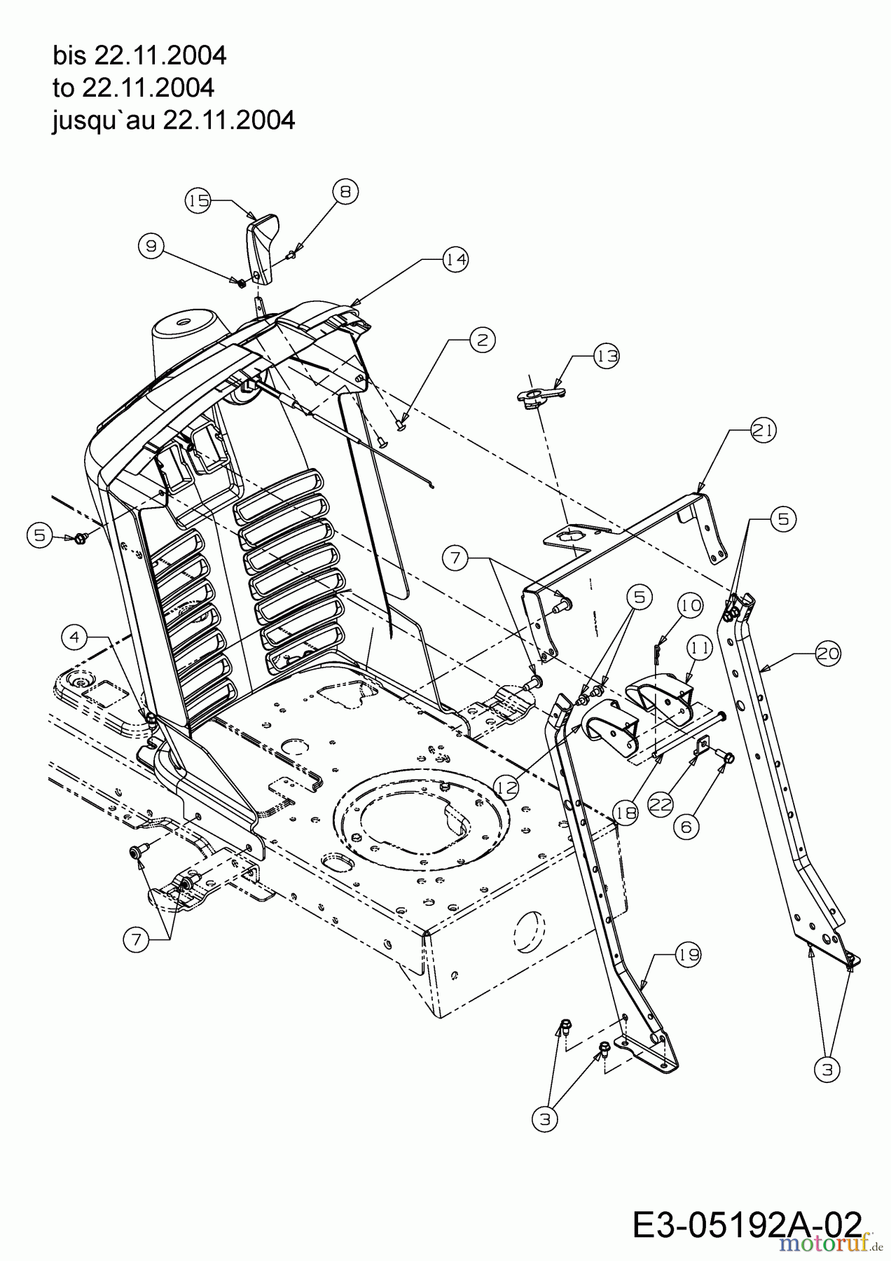 Cub Cadet Rasentraktoren CC 1020 RD 13AE51CN603  (2005) Armaturenbrett bis 22.11.2004