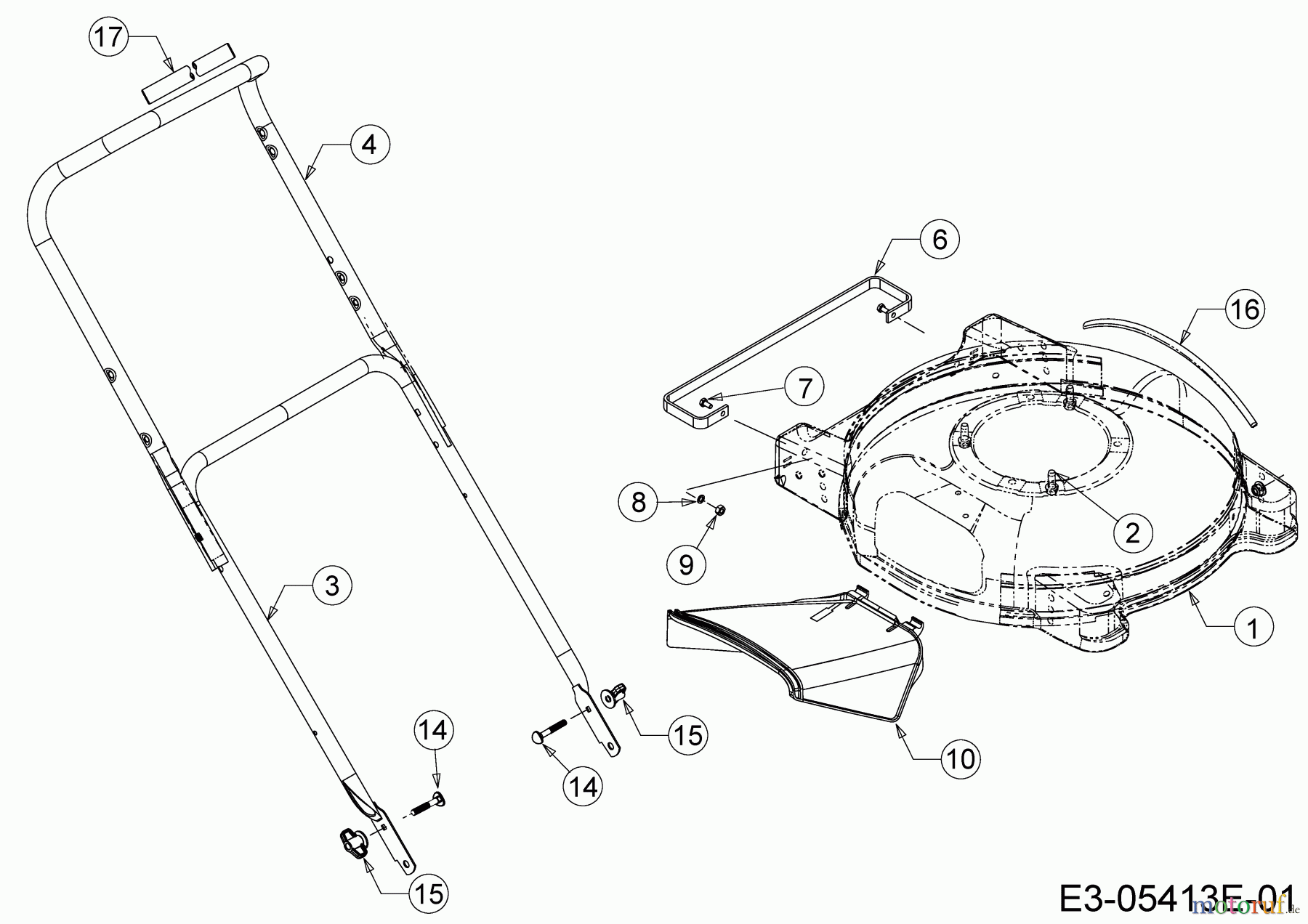  Cub Cadet Motormäher LM2 DP46 11E-70JT603  (2017) Deflektor, Holm, Mähwerksgehäuse