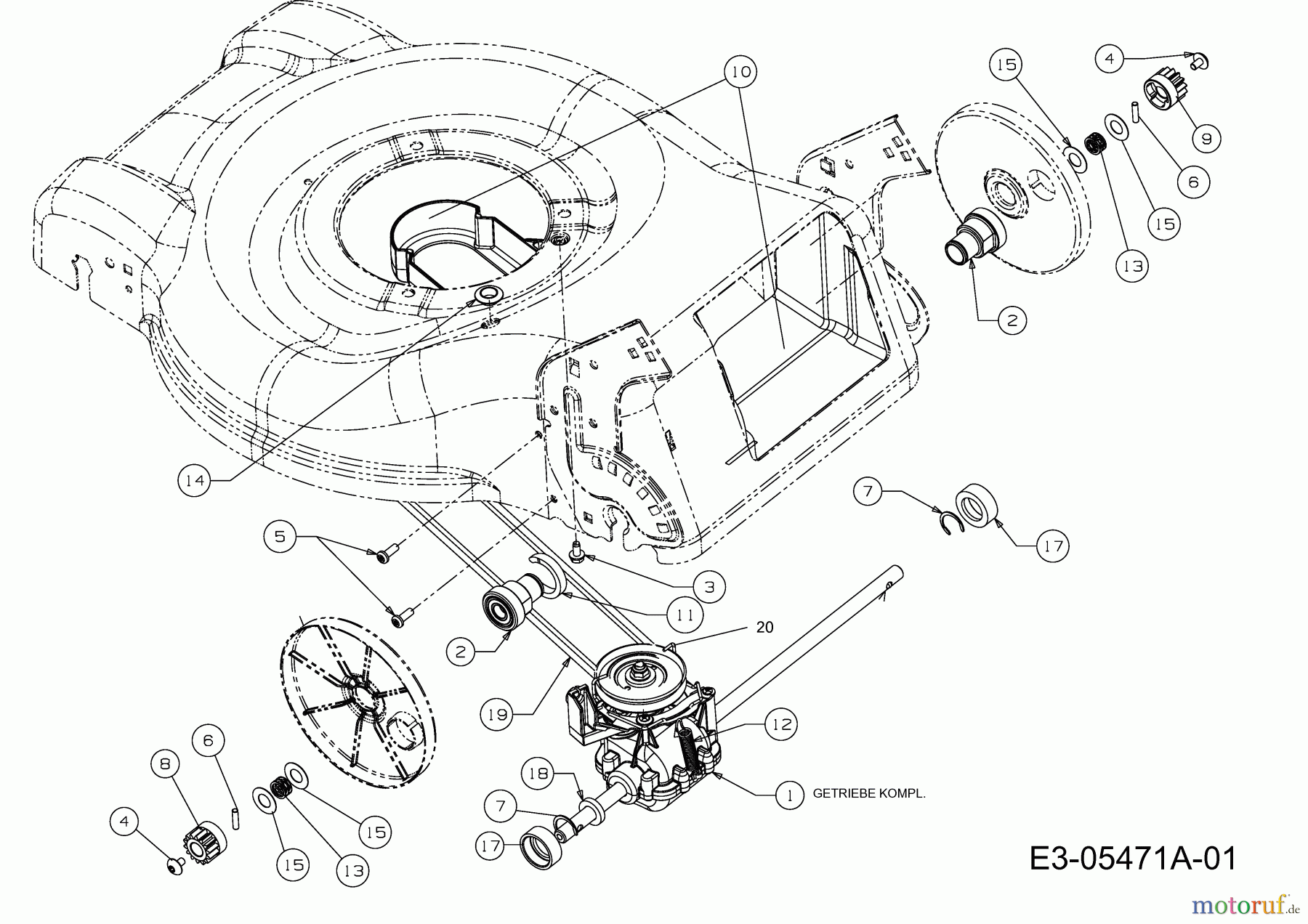  Raiffeisen-Markt Motormäher mit Antrieb RB 46 A 12D-J54M628 (2011) Getriebe