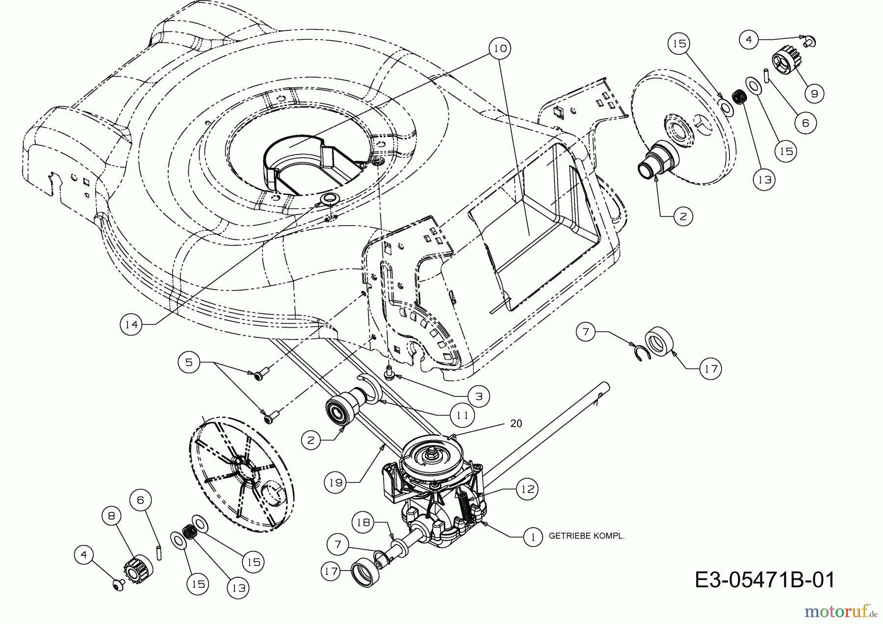  MTD Motormäher mit Antrieb MTD 46 BS 12A-J75B600  (2015) Getriebe