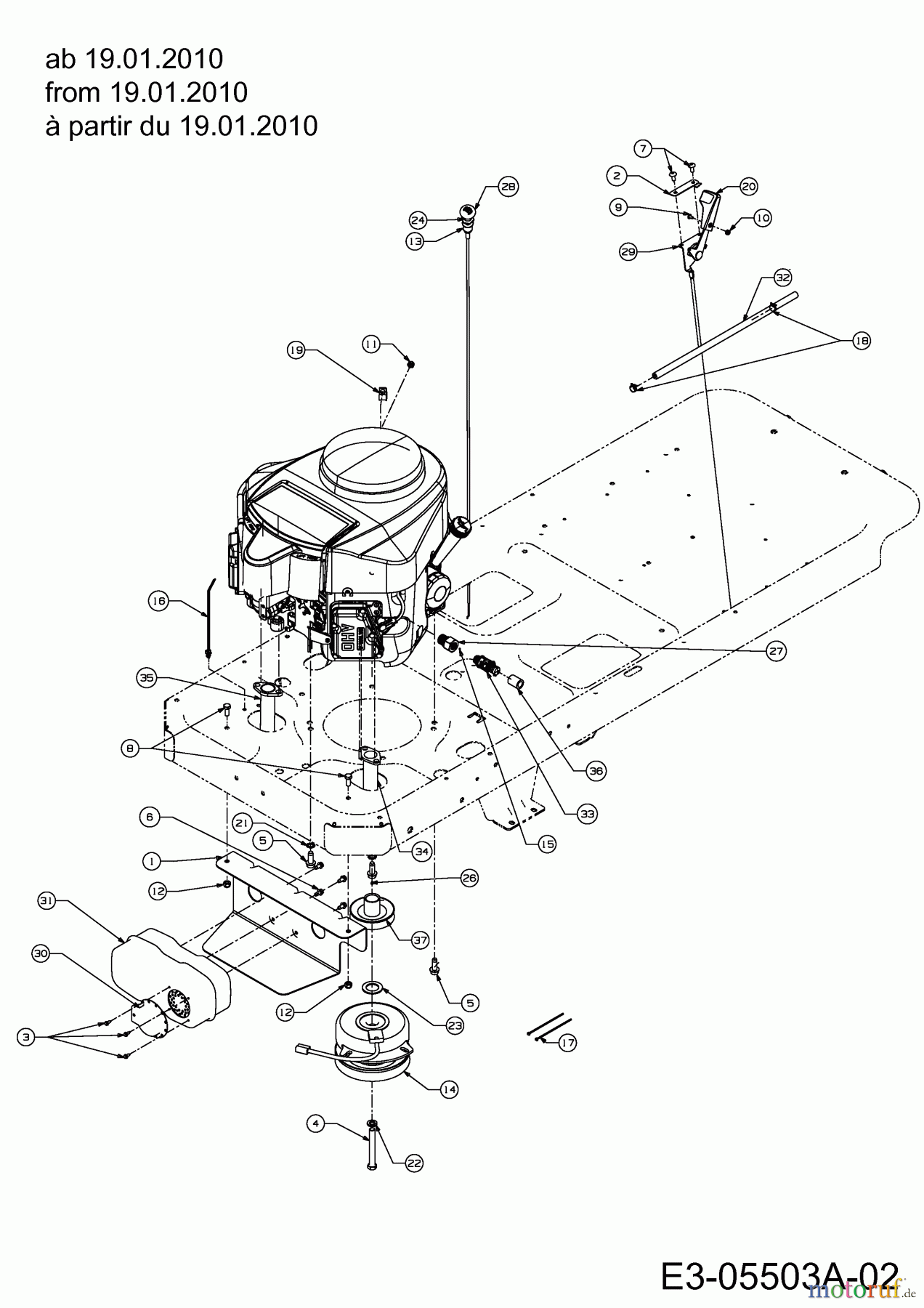  Massey Ferguson Zero Turn MF 50-22 ZT 17AI2ACP695  (2010) Chokezug, Elektromagnetkupplung, Gaszug, Motorzubehör ab 19.01.2010