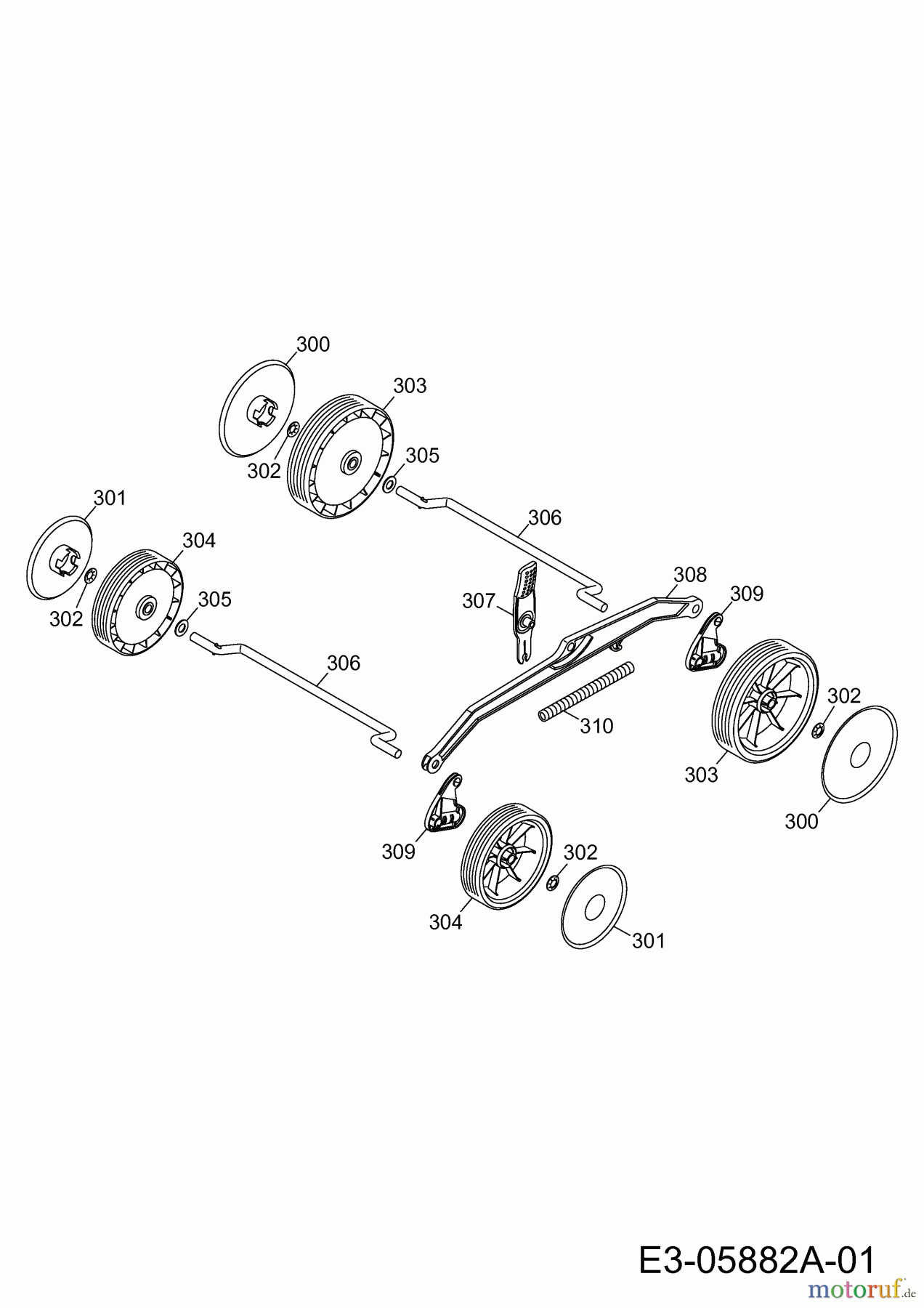 Wolf-Garten Akkumäher Li-Ion Power 34 4919000 Serie D  (2010) Achsen, Räder