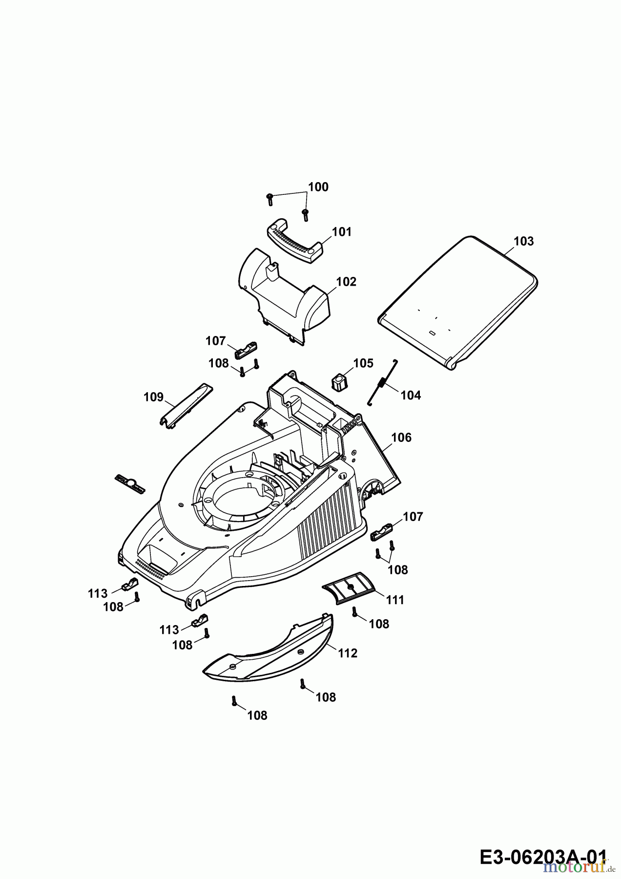 Wolf-Garten Motormäher HBM 40 B 4001087 Serie D  (2010) Mähwerksgehäuse