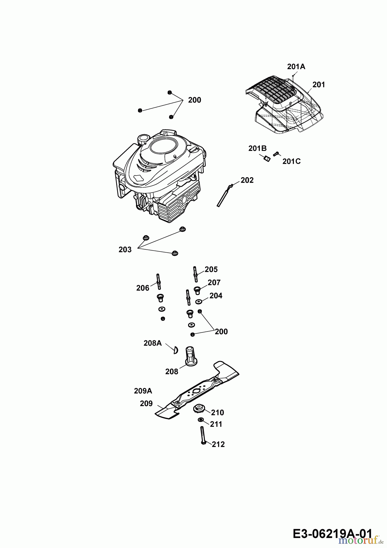  Wolf-Garten Motormäher 6.40 B 4017000 Serie F  (2010) Messer, Messeraufnahme, Motor