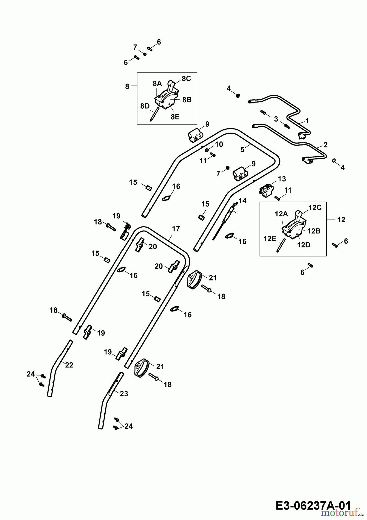 Wolf-Garten Motormäher mit Antrieb Power Edition 40 BA 4058000 Serie F (2010) Holm