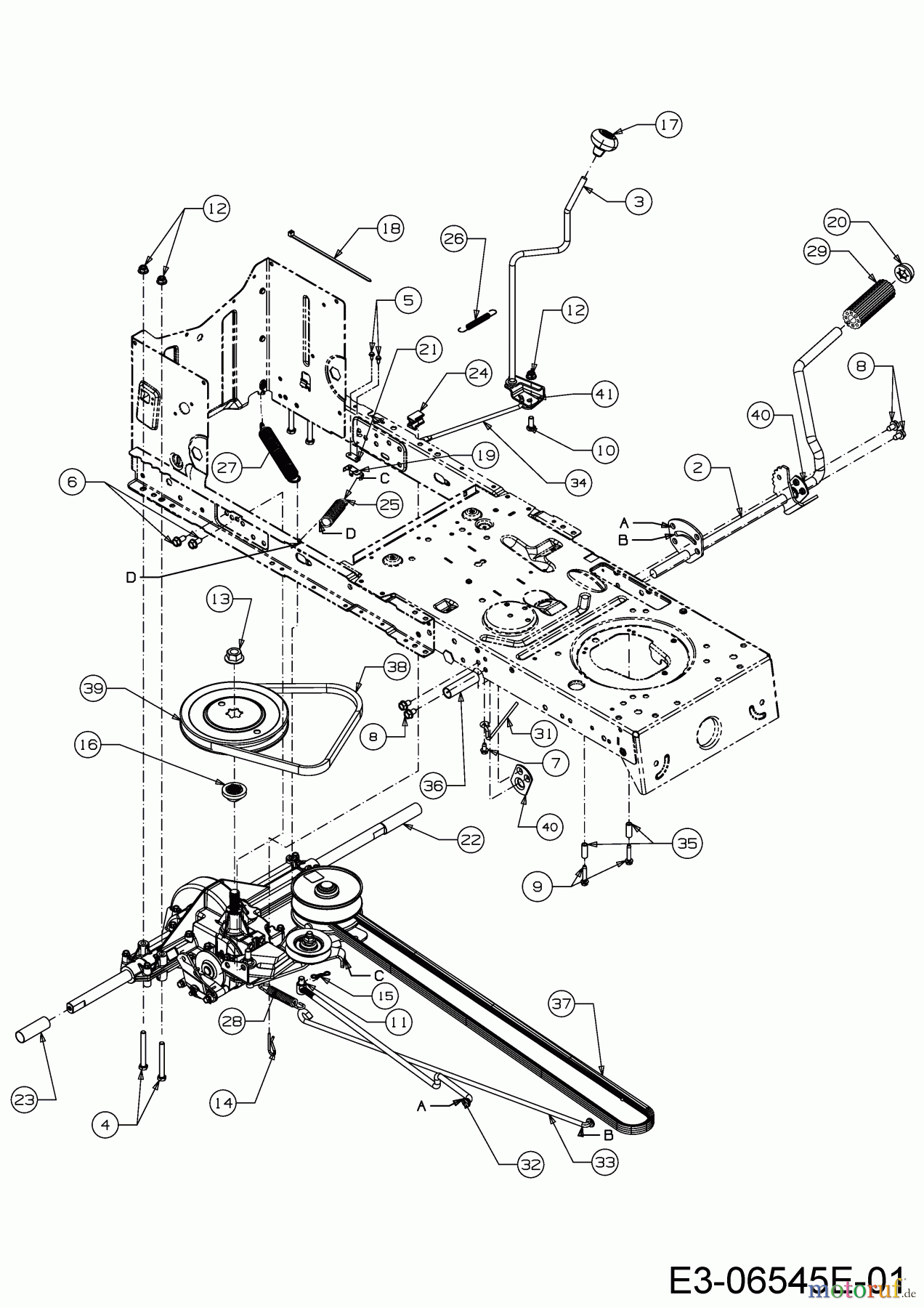  MTD Rasentraktoren DL 1070 TB 13HU76KG677  (2017) Fahrantrieb
