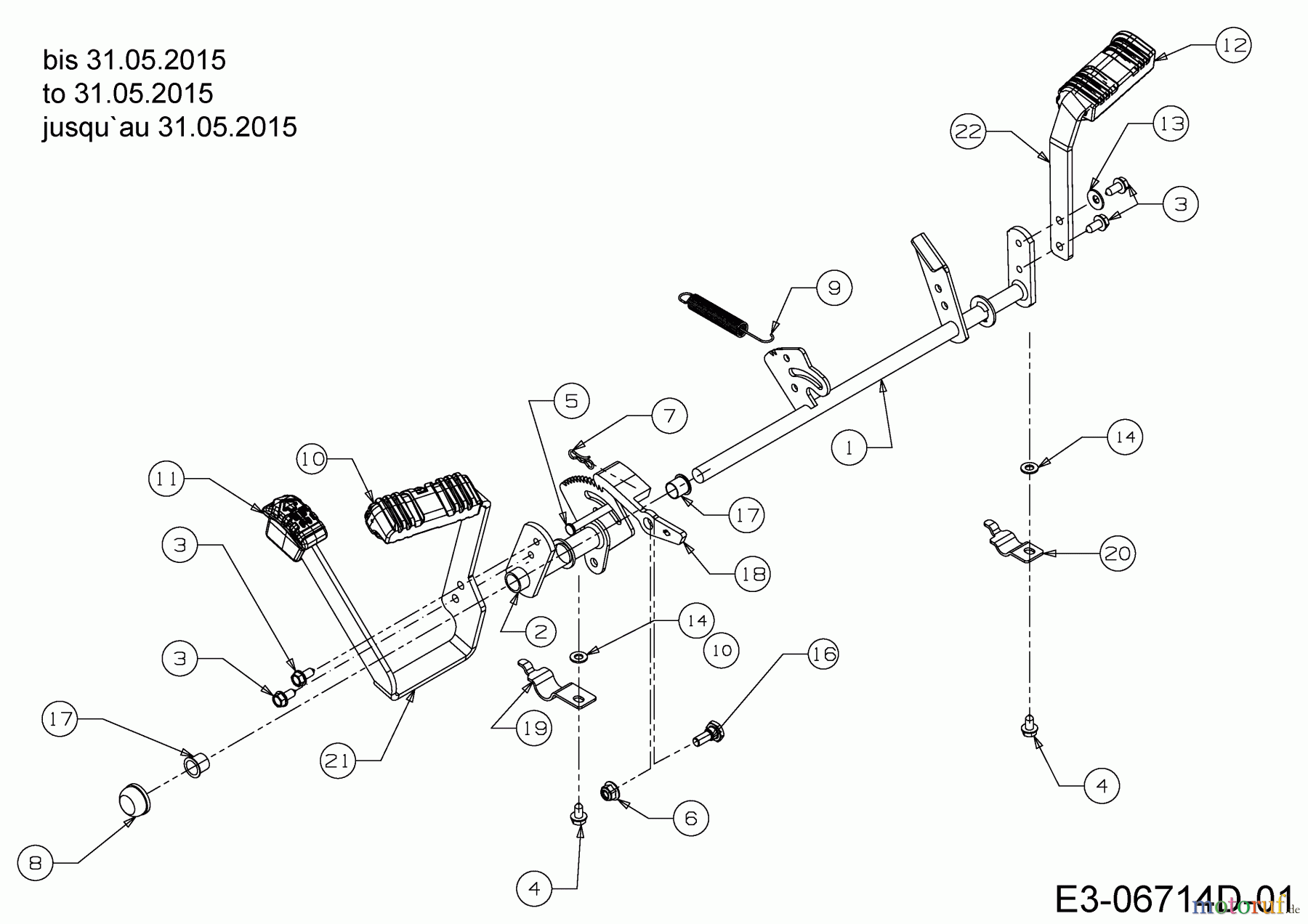  Cub Cadet Gartentraktoren CC 1224 KHP 14HQ94AP603  (2015) Pedale bis 31.05.2015