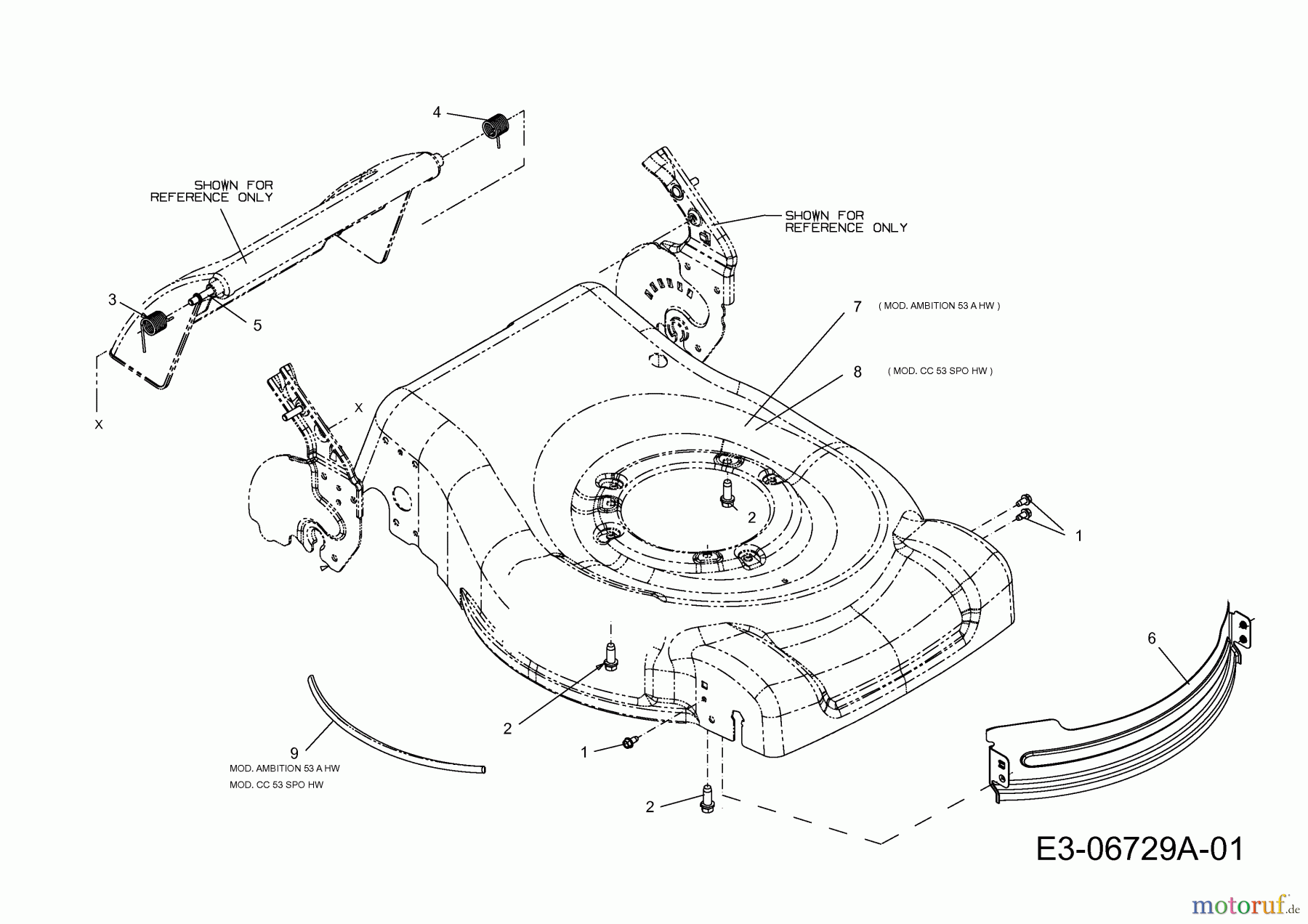  Cub Cadet Motormäher mit Antrieb CC 53 SPOHW 12A-85JT603  (2012) Mähwerksgehäuse, Stange für Heckklappe