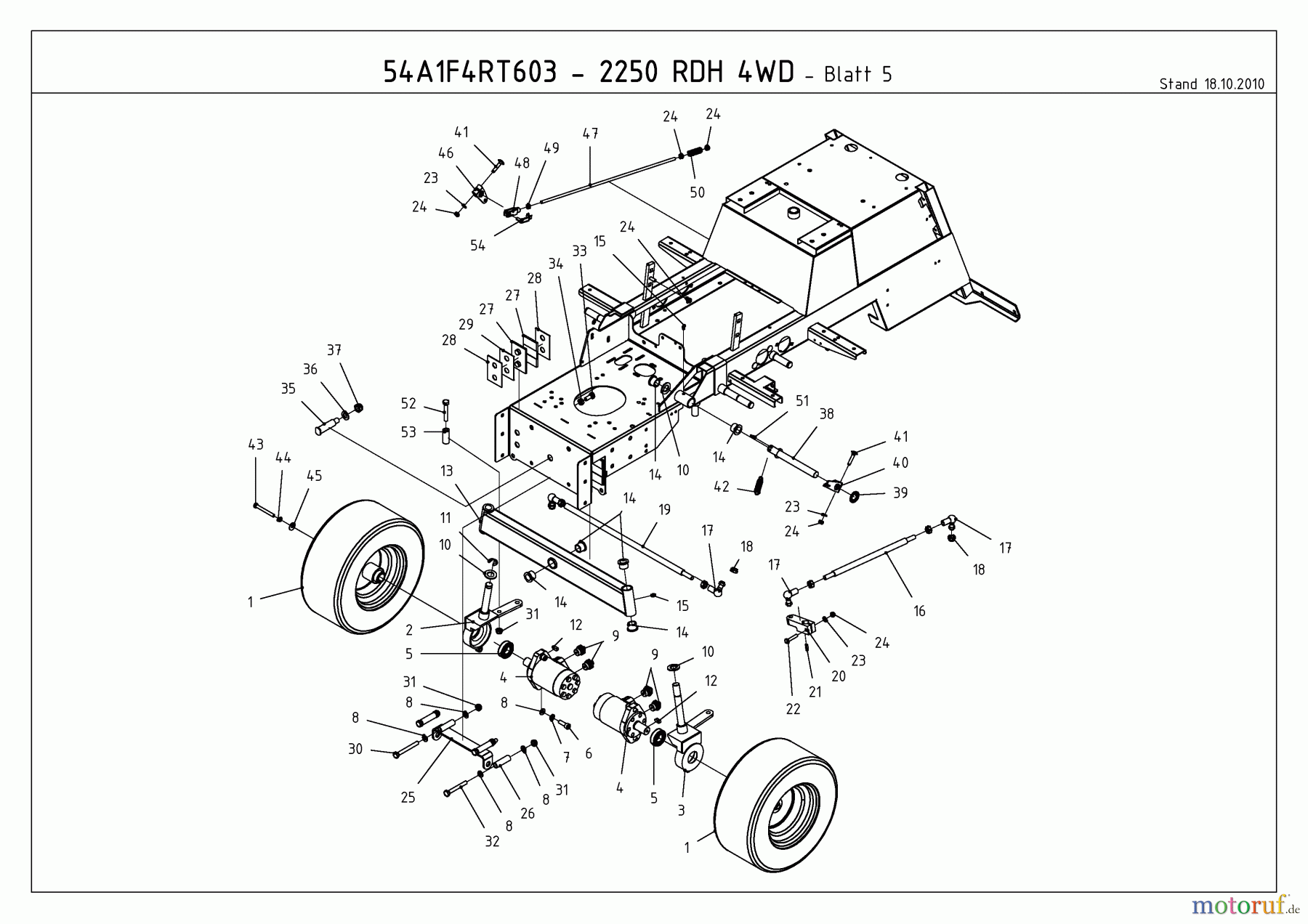 Cub Cadet Kompakttraktoren CC 2250 RDH 4 WD 54A1F4RT603  (2011) Räder vorne, Vorderachse
