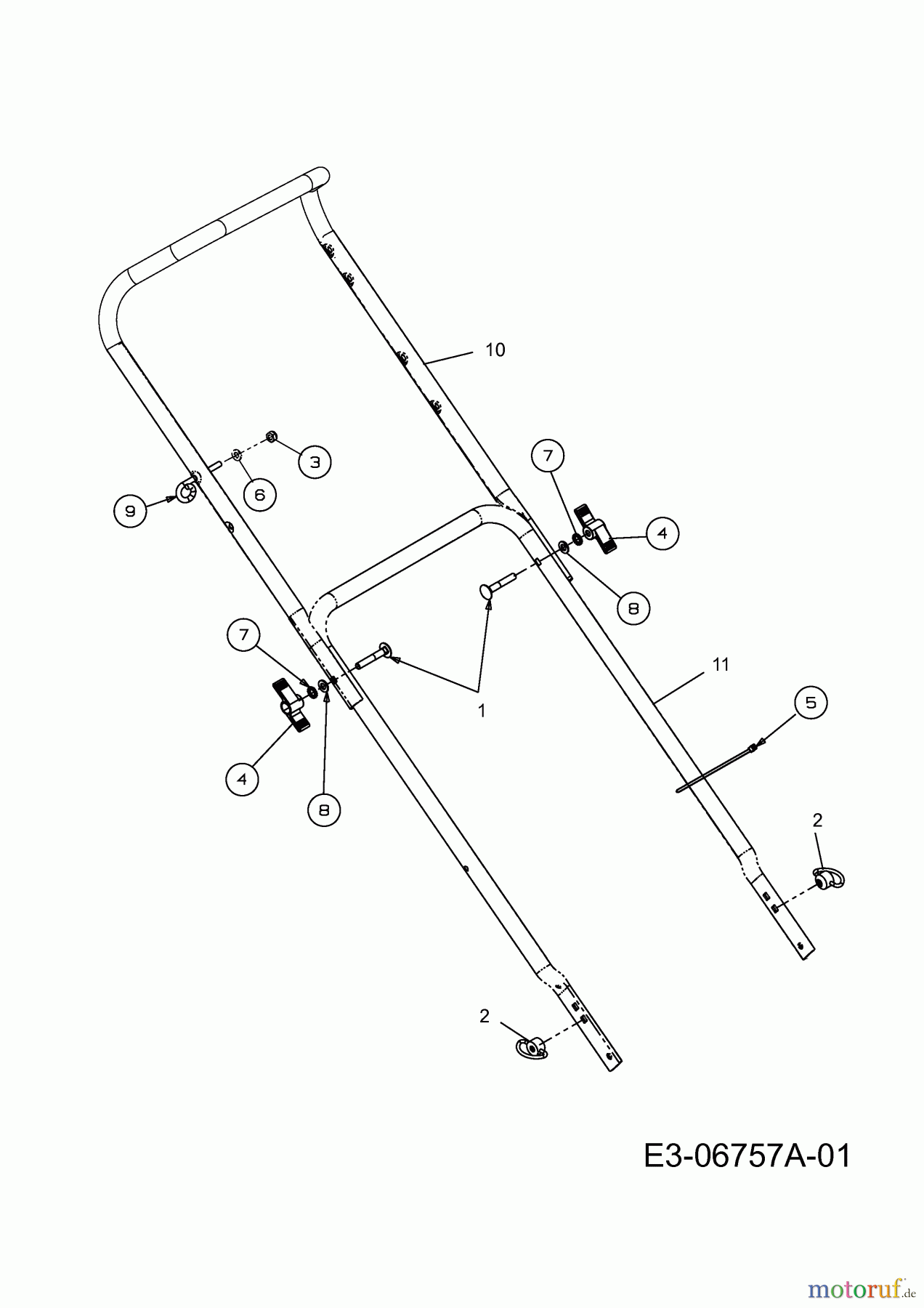  Wolf-Garten Motormäher mit Antrieb Blue Power 53 AHWES 12AJ869M650  (2012) Holm