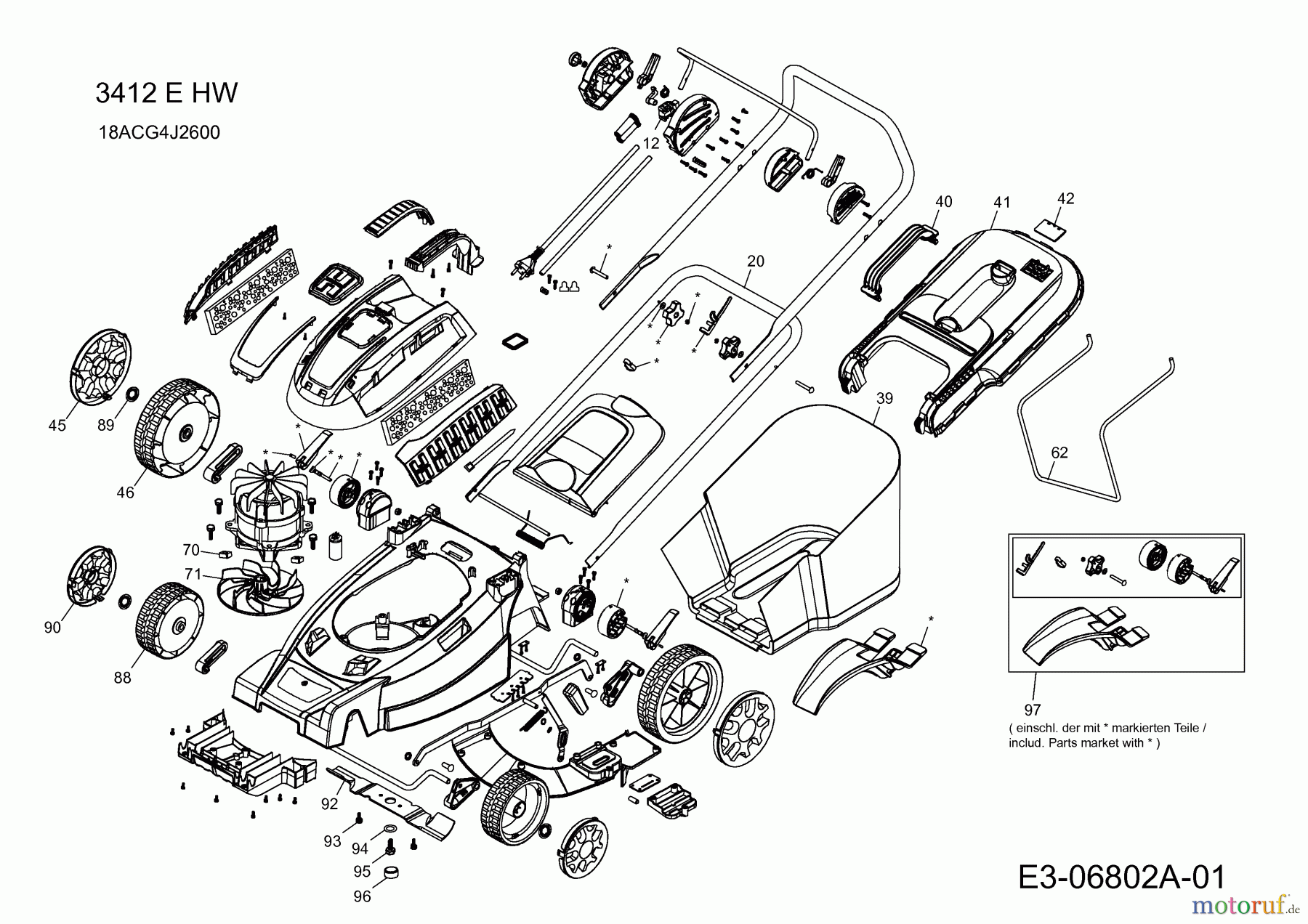  MTD Elektromäher 3412 EHW 18ACG4J2600  (2011) Grundgerät